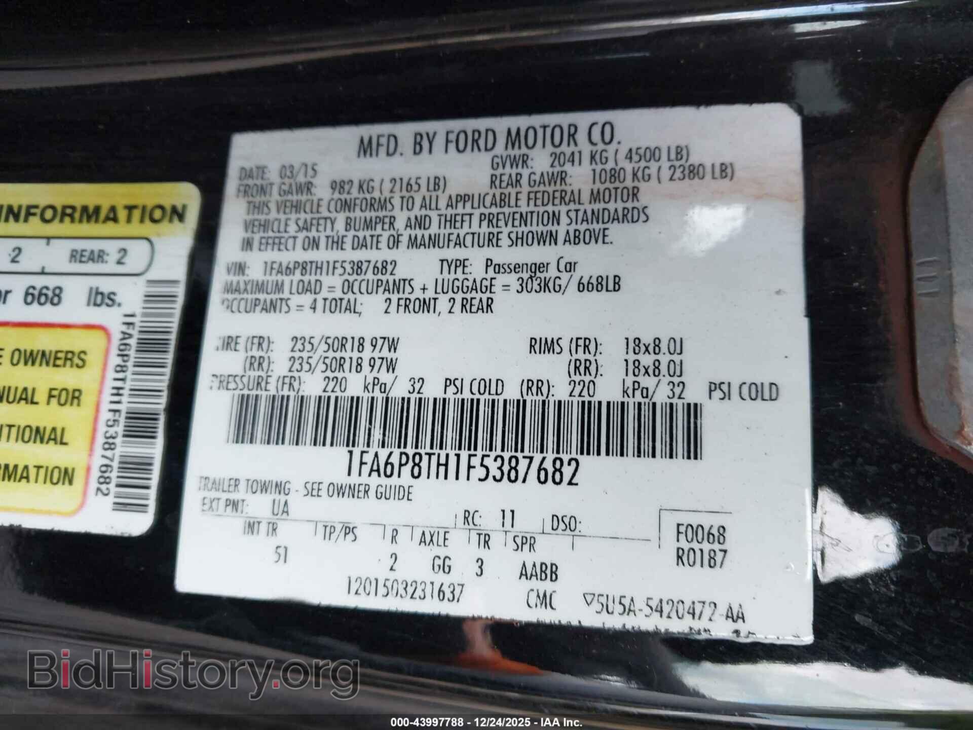2015 FORD MUSTANG - VIN: 1FA6P8TH1F5387682 - Photo 9