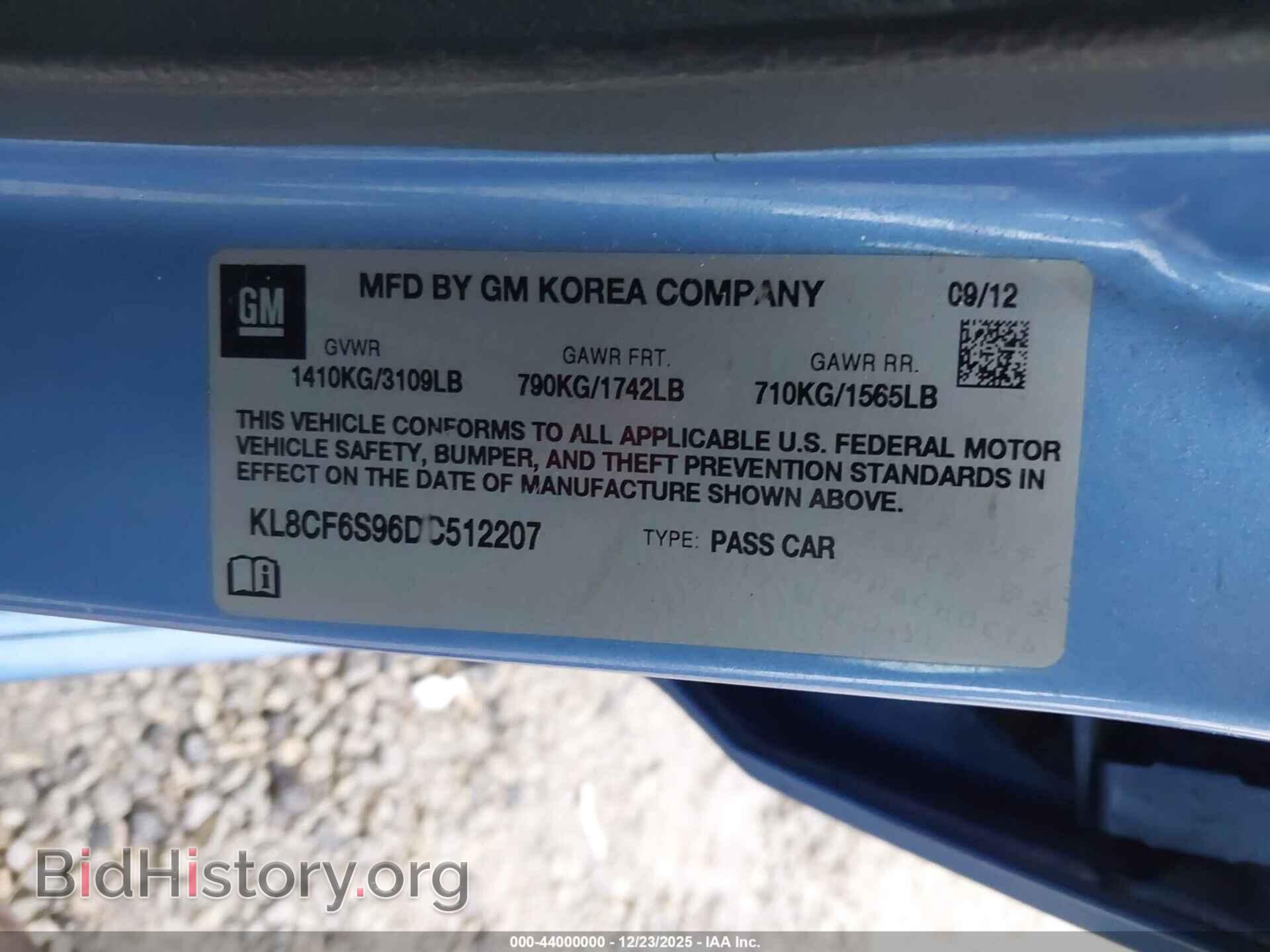 2013 CHEVROLET SPARK - VIN: KL8CF6S96DC512207 - Фото 9