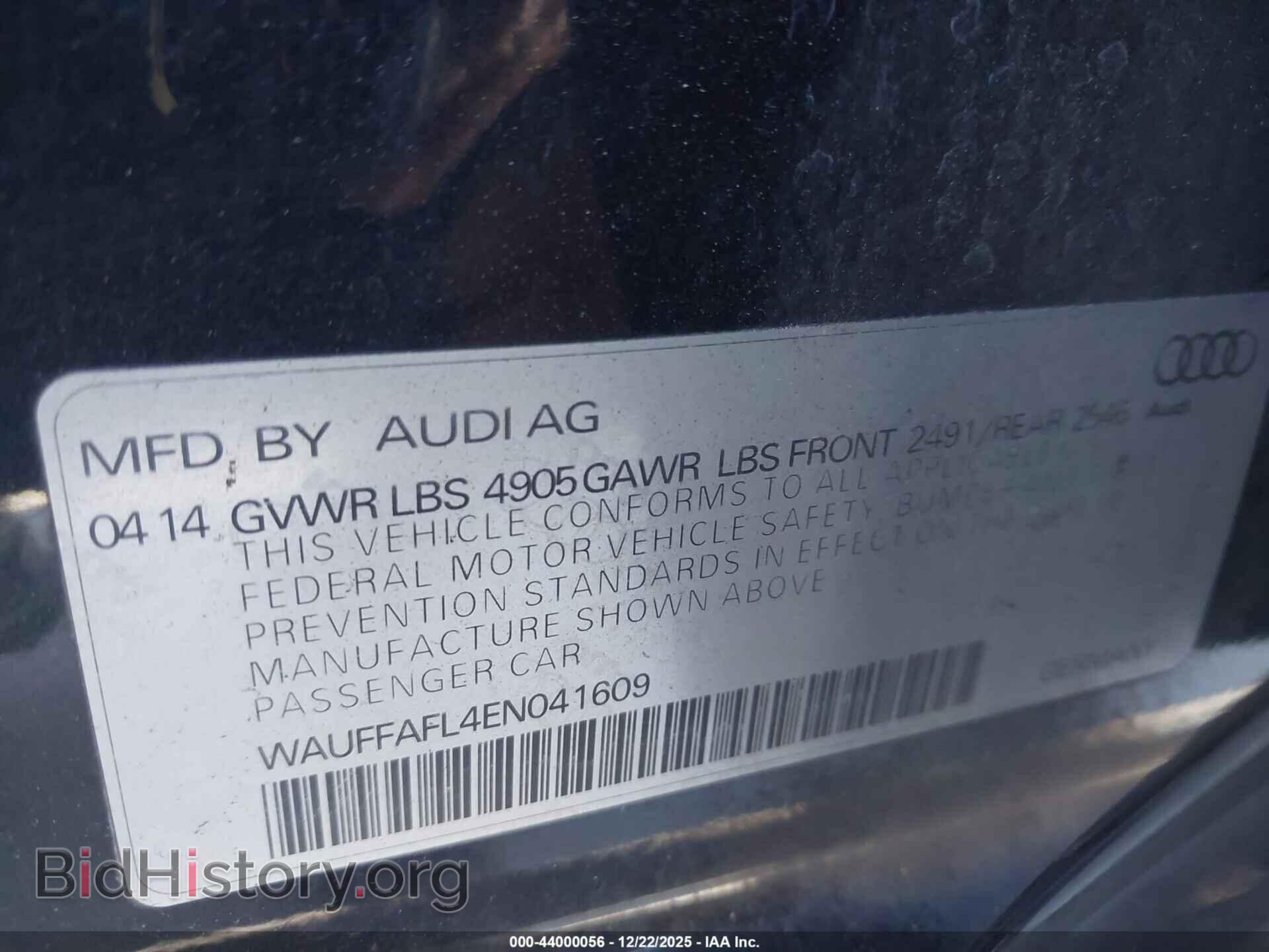 2014 AUDI A4 - VIN: WAUFFAFL4EN041609 - Фото 9