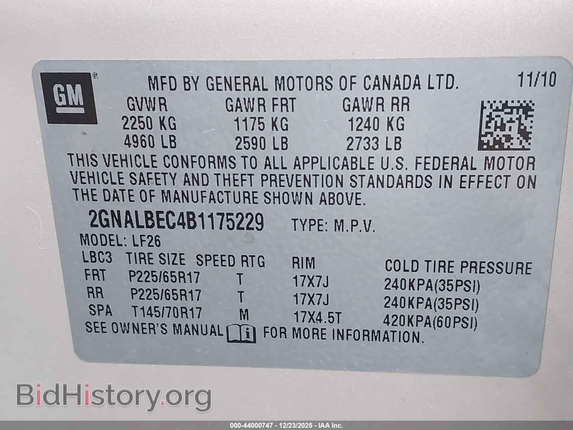 2011 CHEVROLET EQUINOX - VIN: 2GNALBEC4B1175229 - Фото 9