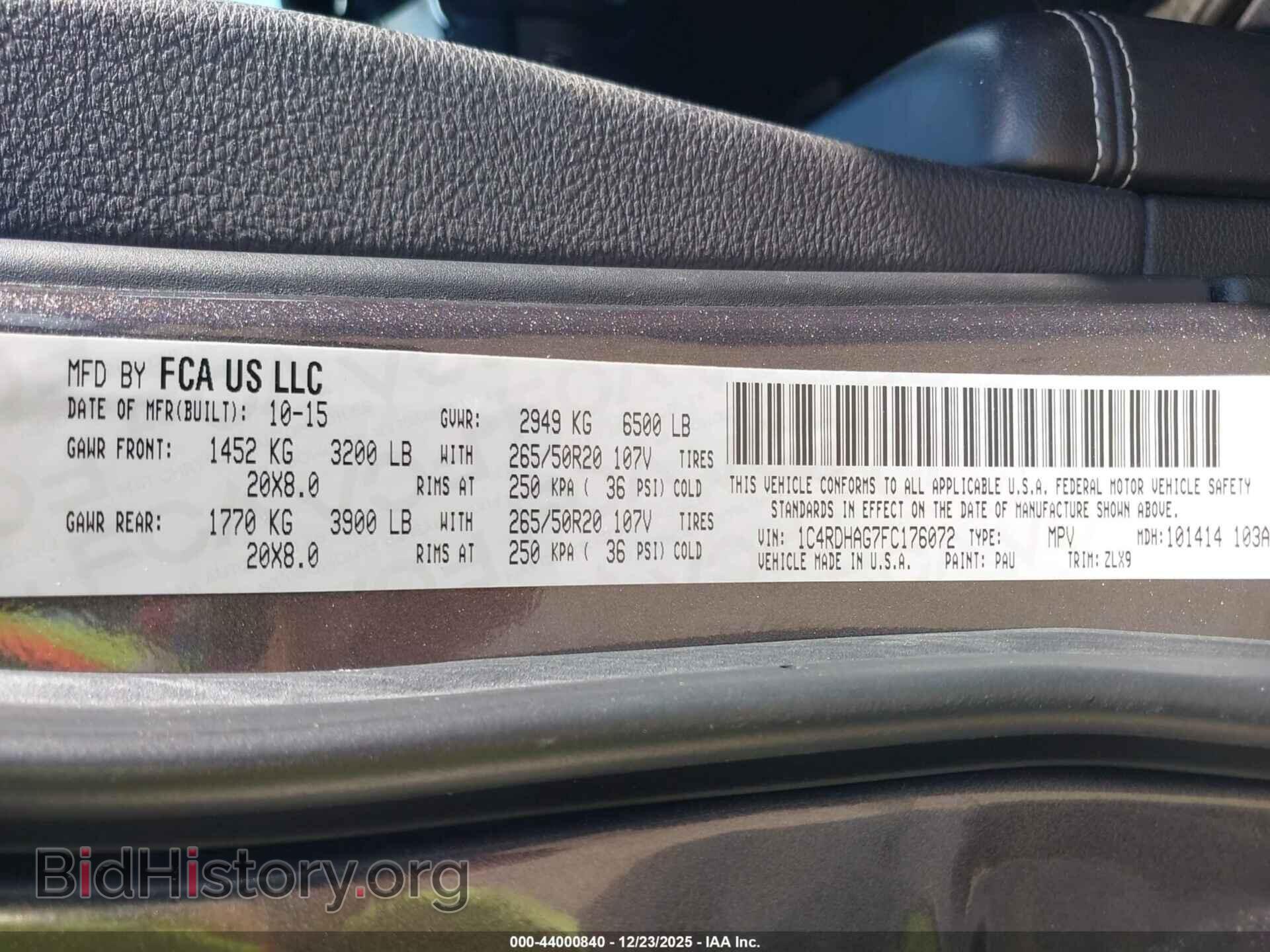 2015 DODGE DURANGO - VIN: 1C4RDHAG7FC176072 - Фото 9