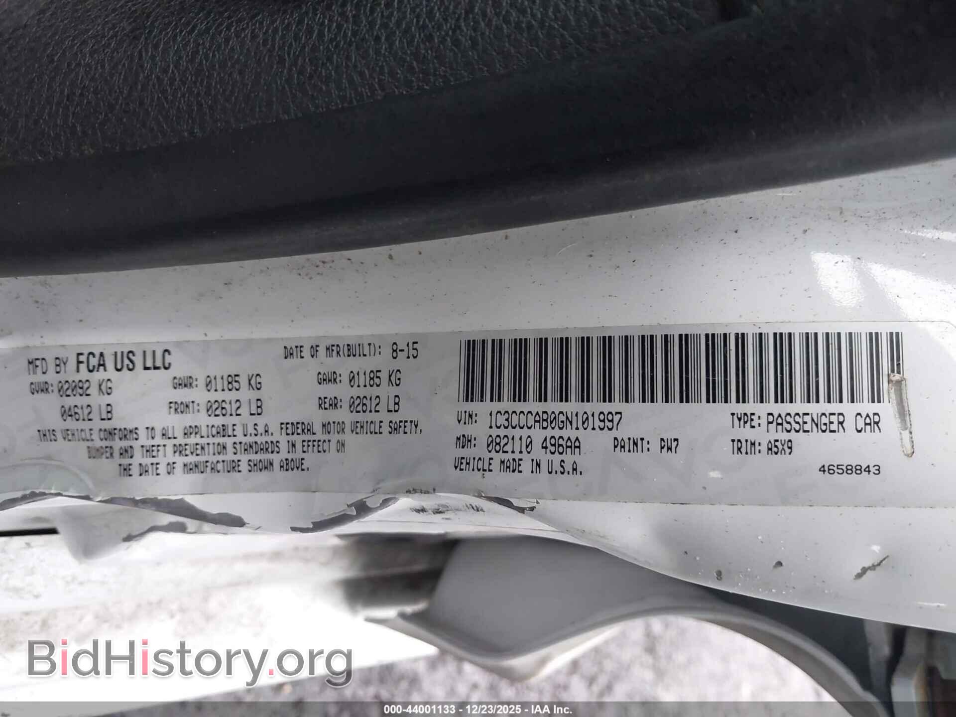 2016 CHRYSLER 200 - VIN: 1C3CCCAB0GN101997 - Фото 9