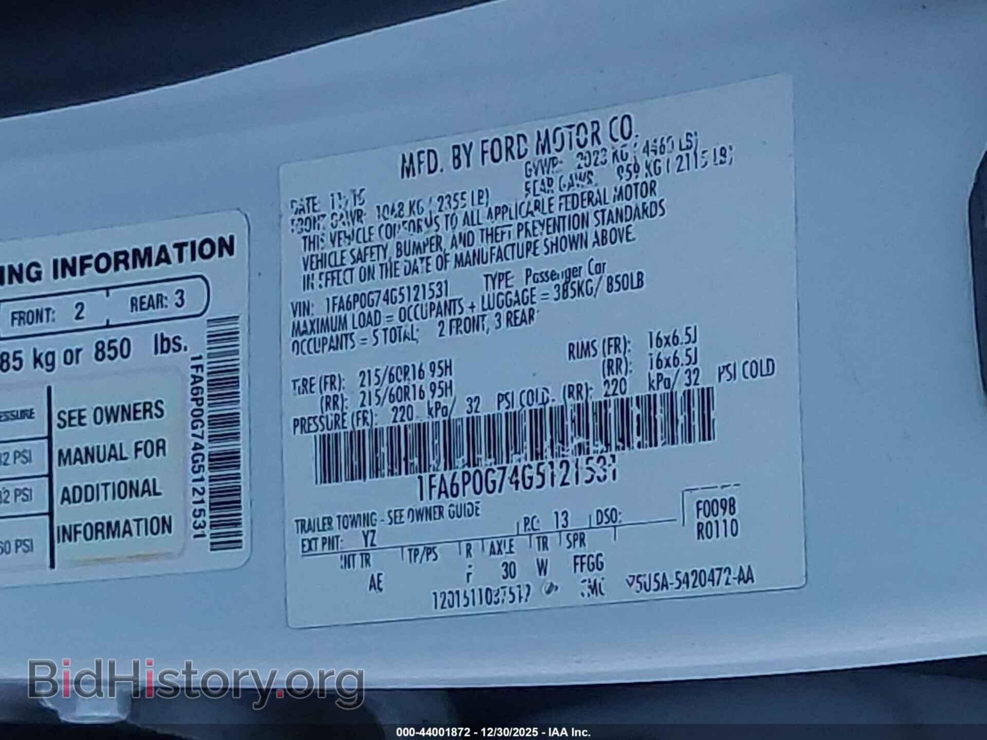 2016 FORD FUSION - VIN: 1FA6P0G74G5121531 - Фото 9