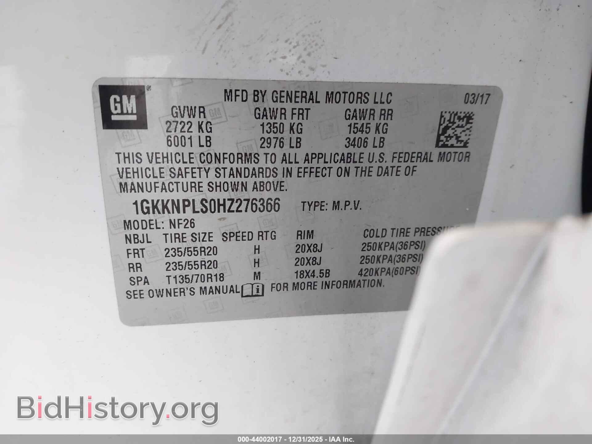 2017 GMC ACADIA - VIN: 1GKKNPLS0HZ276366 - Фото 9