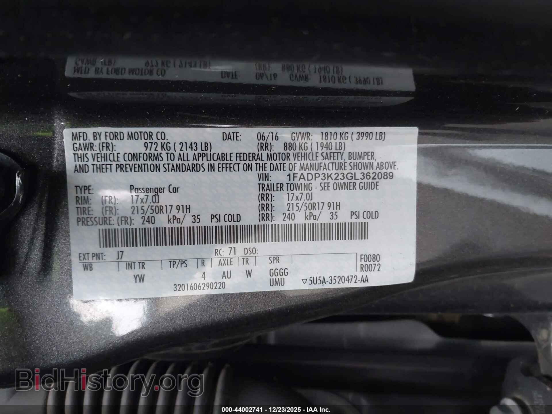 2016 FORD FOCUS - VIN: 1FADP3K23GL362089 - Фото 9