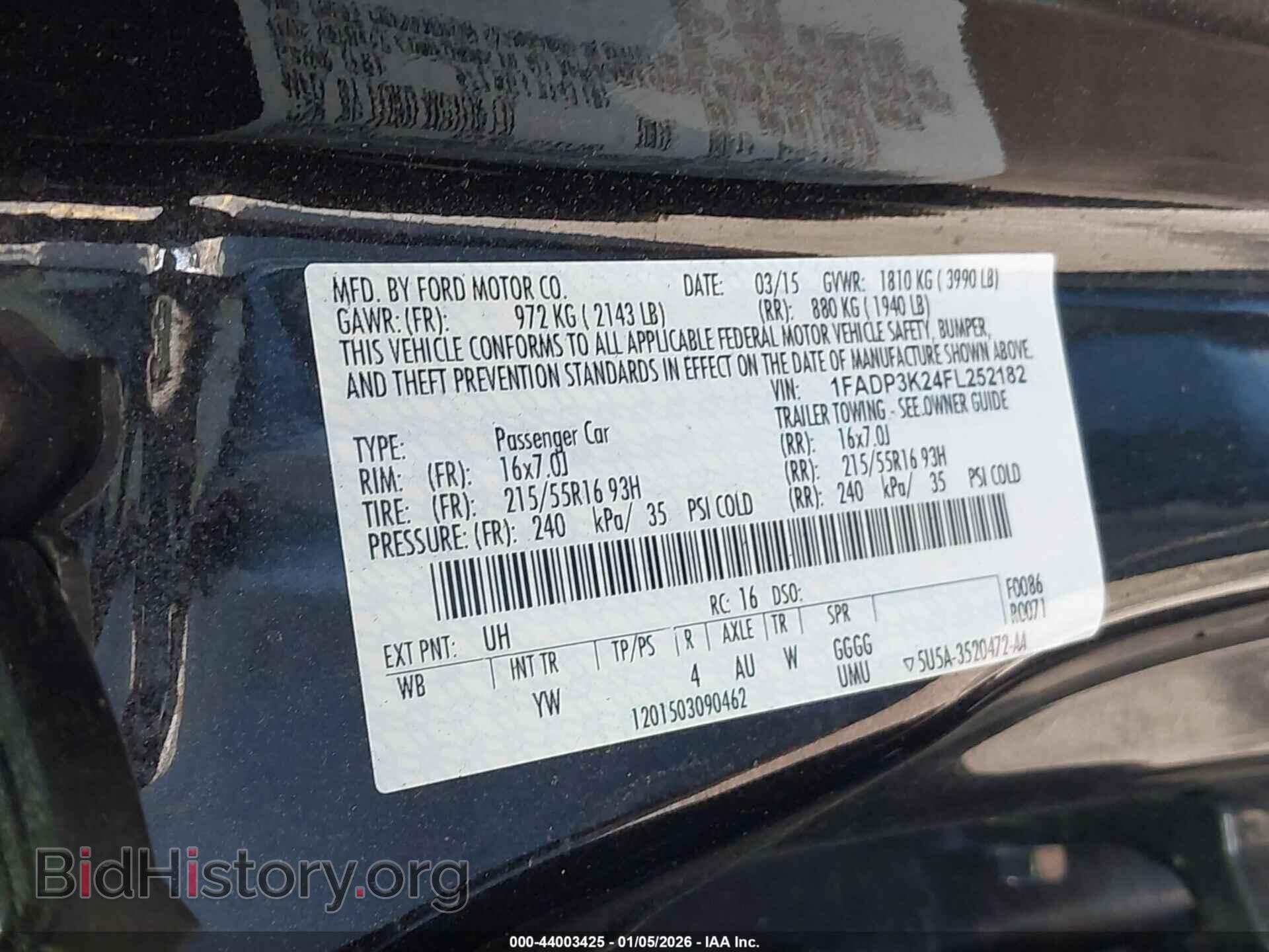 2015 FORD FOCUS - VIN: 1FADP3K24FL252182 - Фото 9