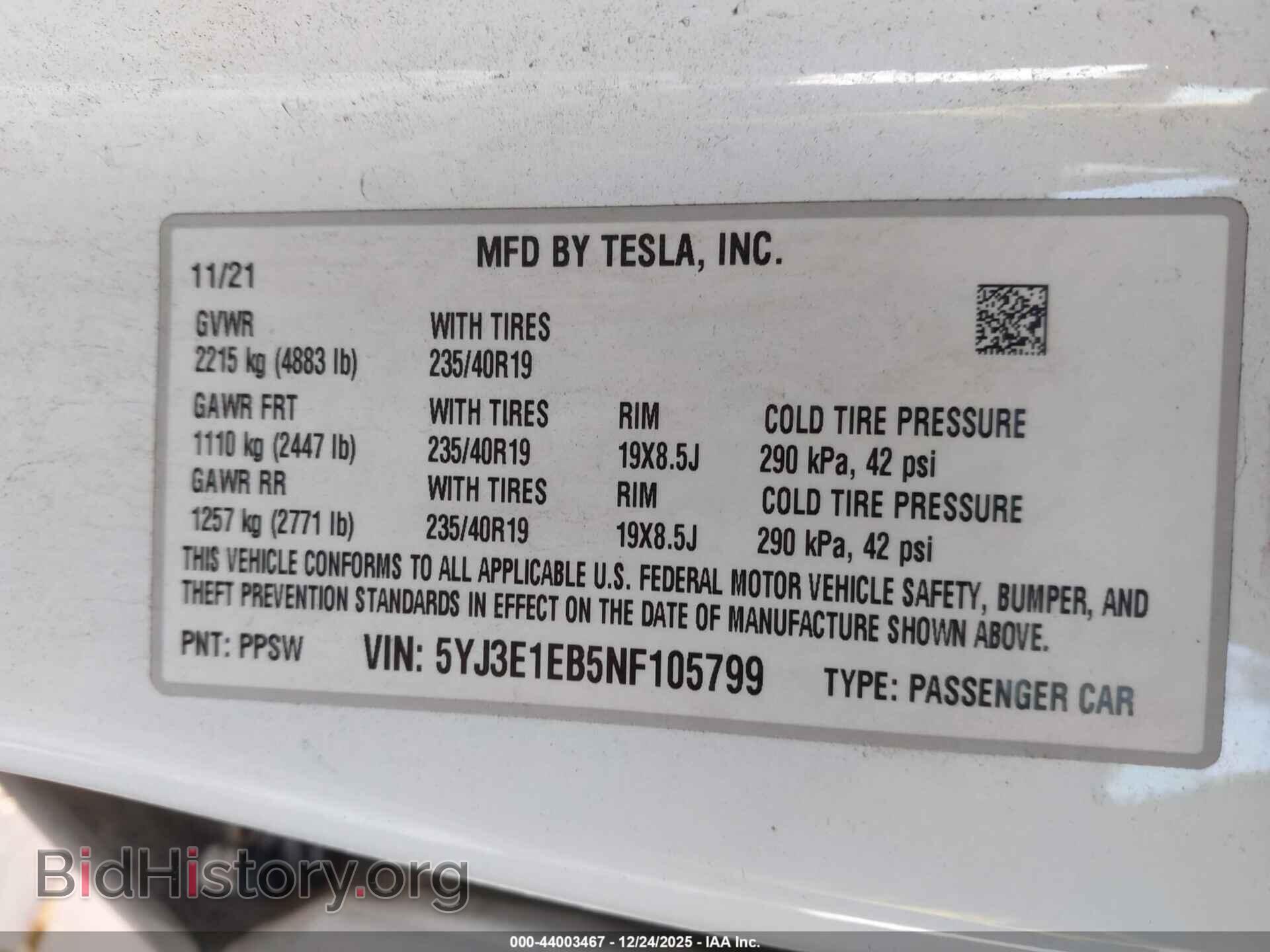 2022 TESLA MODEL 3 - VIN: 5YJ3E1EB5NF105799 - Фото 9