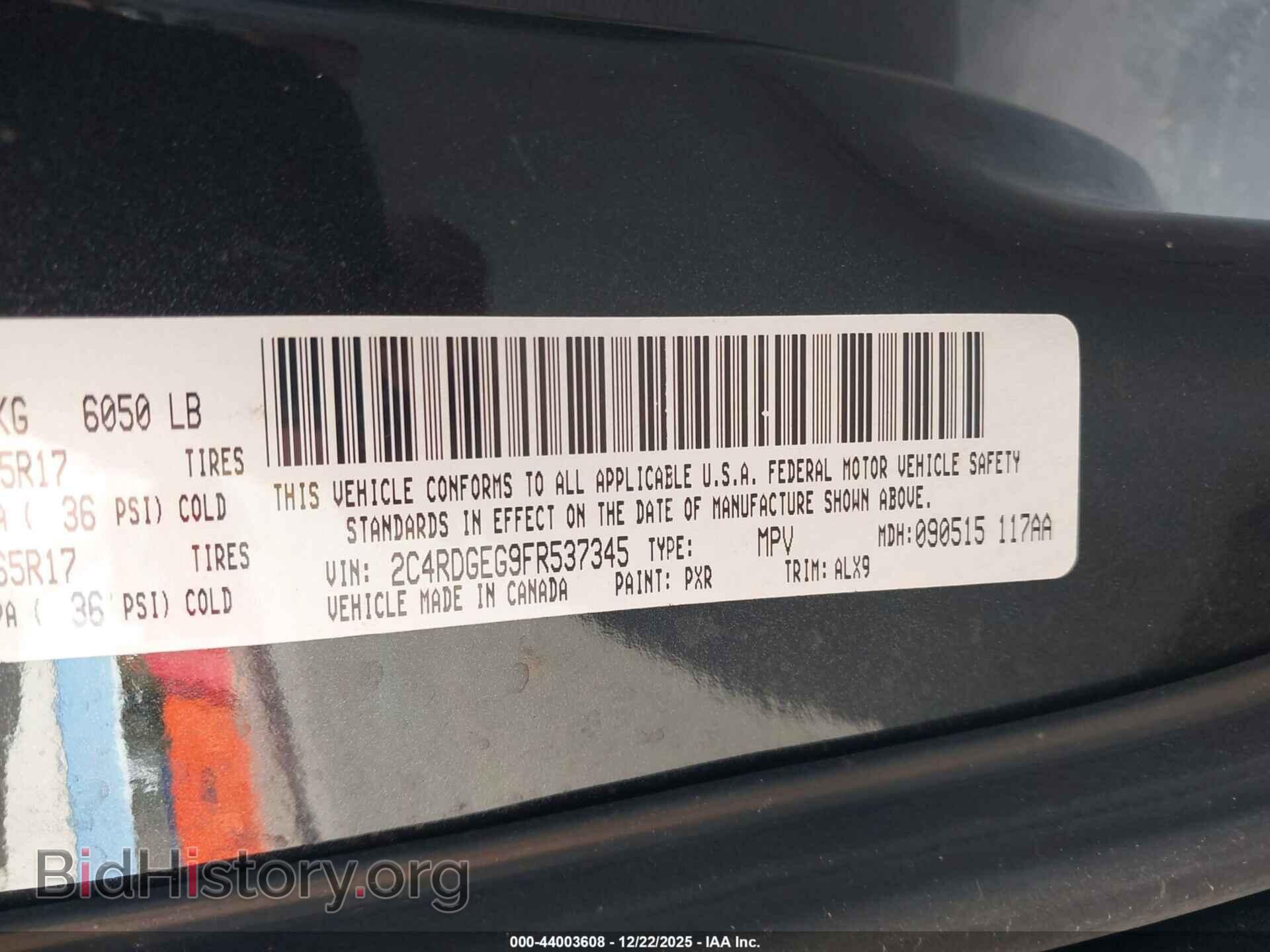 2015 DODGE GRAND CARAVAN - VIN: 2C4RDGEG9FR537345 - Фото 9