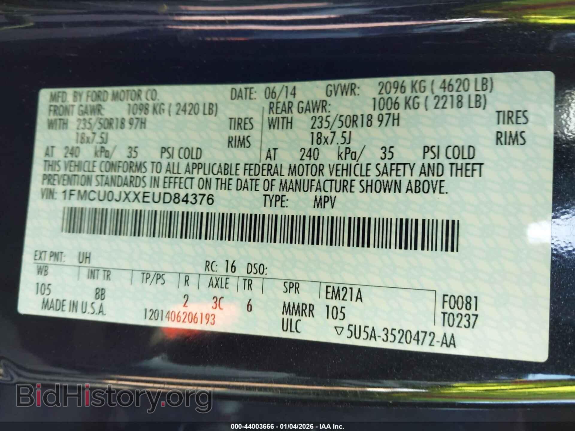 2014 FORD ESCAPE - VIN: 1FMCU0JXXEUD84376 - Photo 9