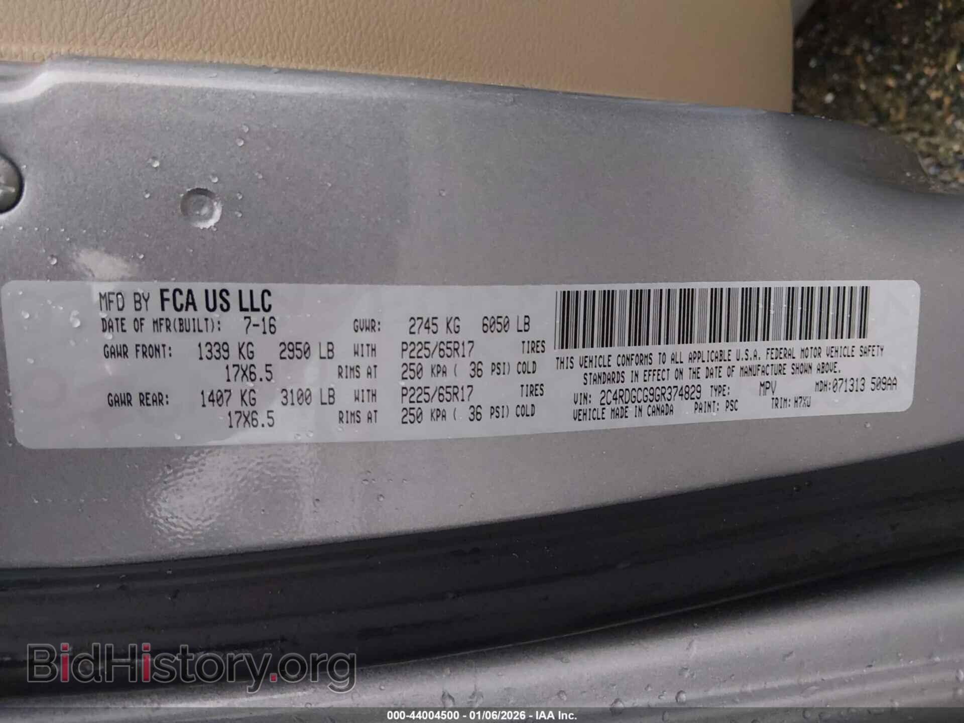 2016 DODGE GRAND CARAVAN - VIN: 2C4RDGCG9GR374829 - Фото 9