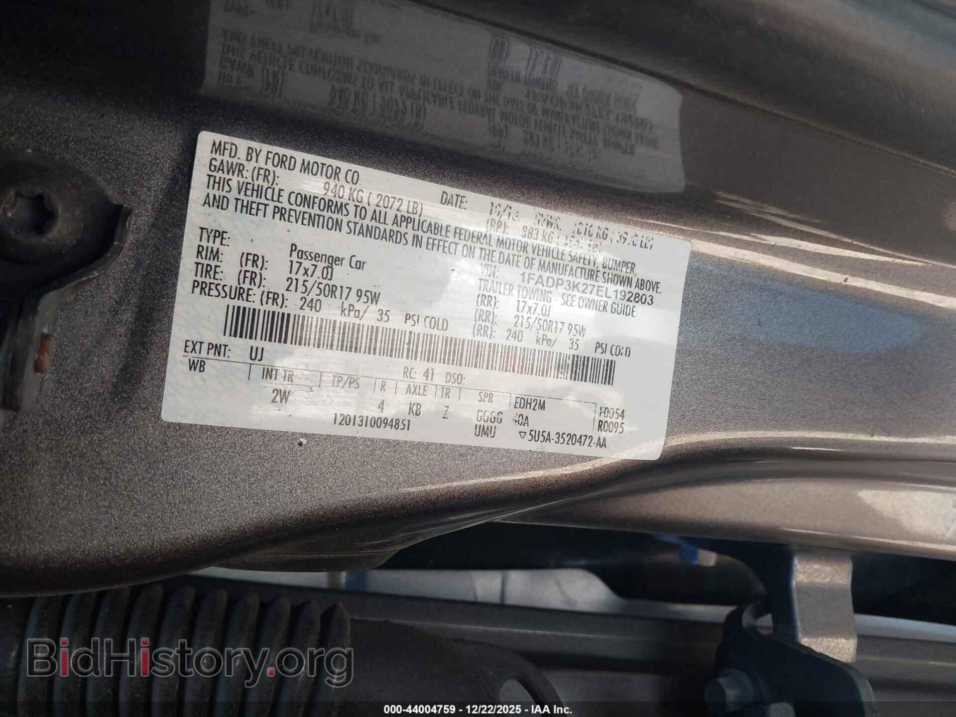 2014 FORD FOCUS - VIN: 1FADP3K27EL192803 - Фото 9