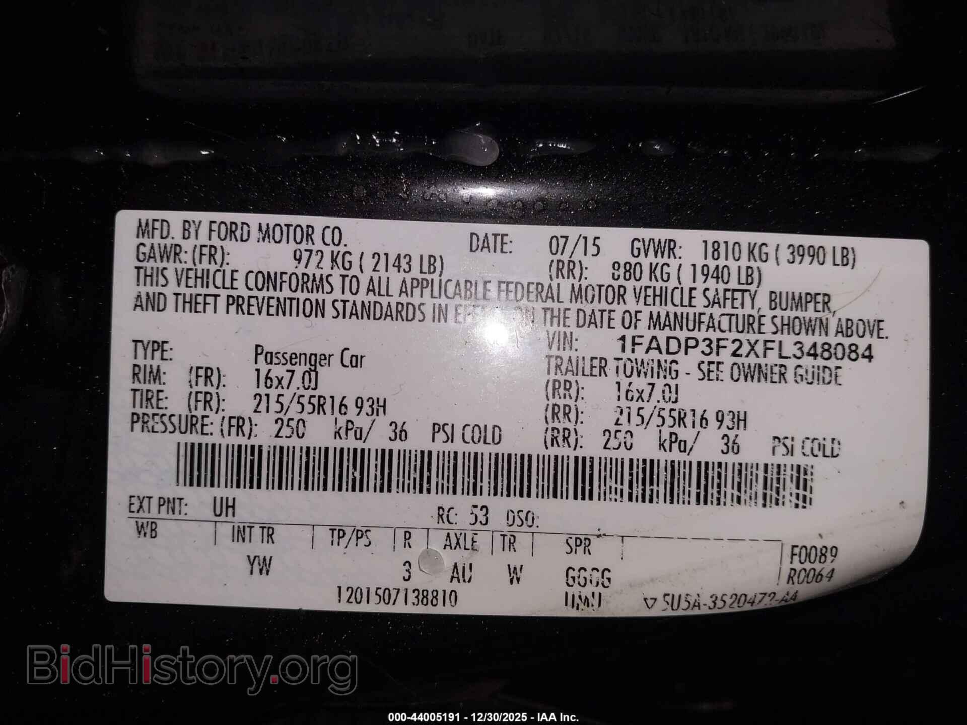 2015 FORD FOCUS - VIN: 1FADP3F2XFL348084 - Фото 9
