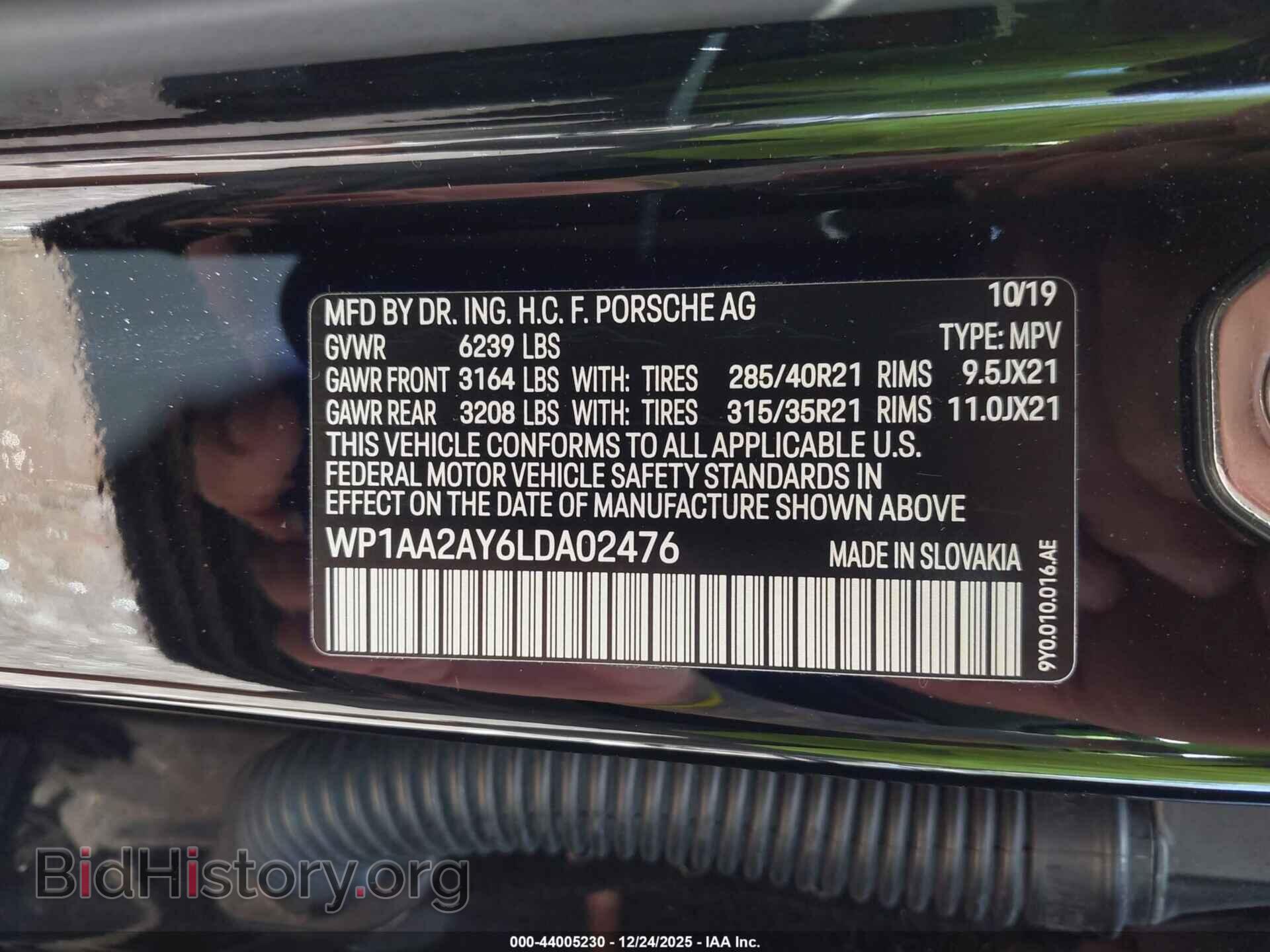 2020 PORSCHE CAYENNE - VIN: WP1AA2AY6LDA02476 - Photo 9