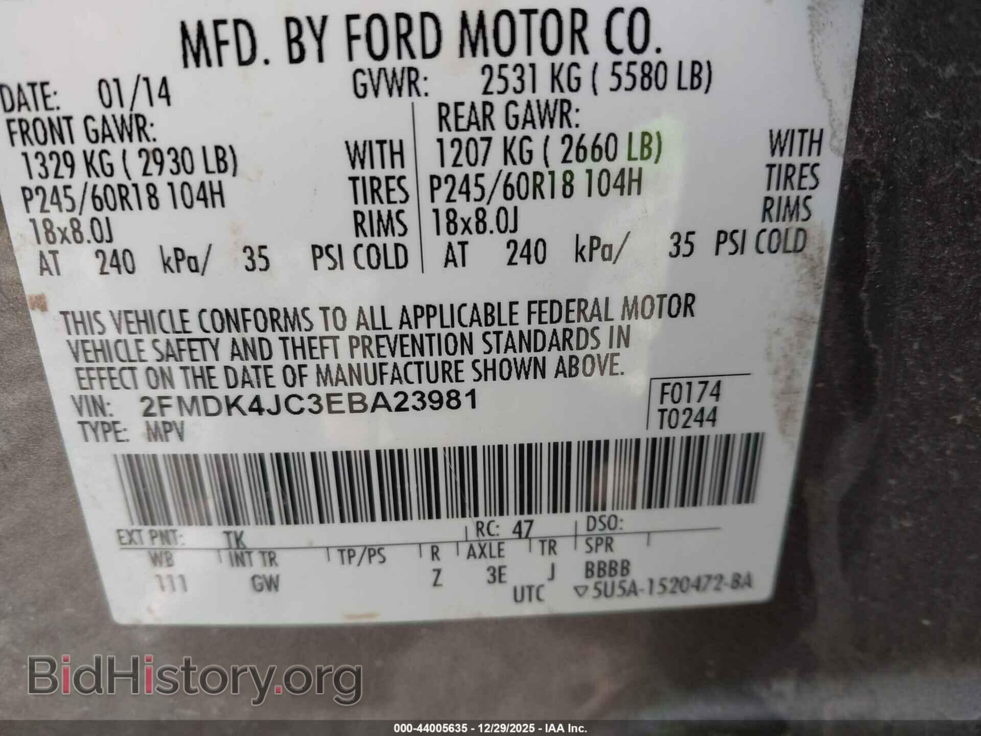 2014 FORD EDGE - VIN: 2FMDK4JC3EBA23981 - Photo 9