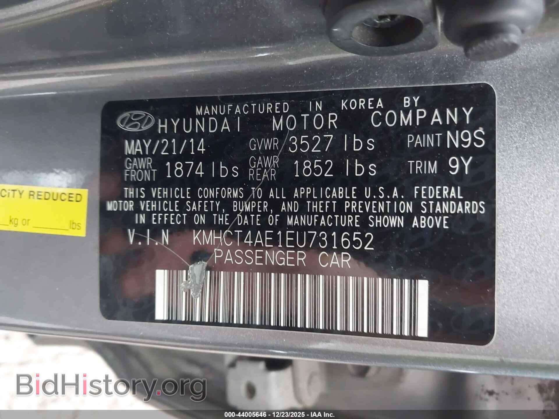 2014 HYUNDAI ACCENT - VIN: KMHCT4AE1EU731652 - Фото 9