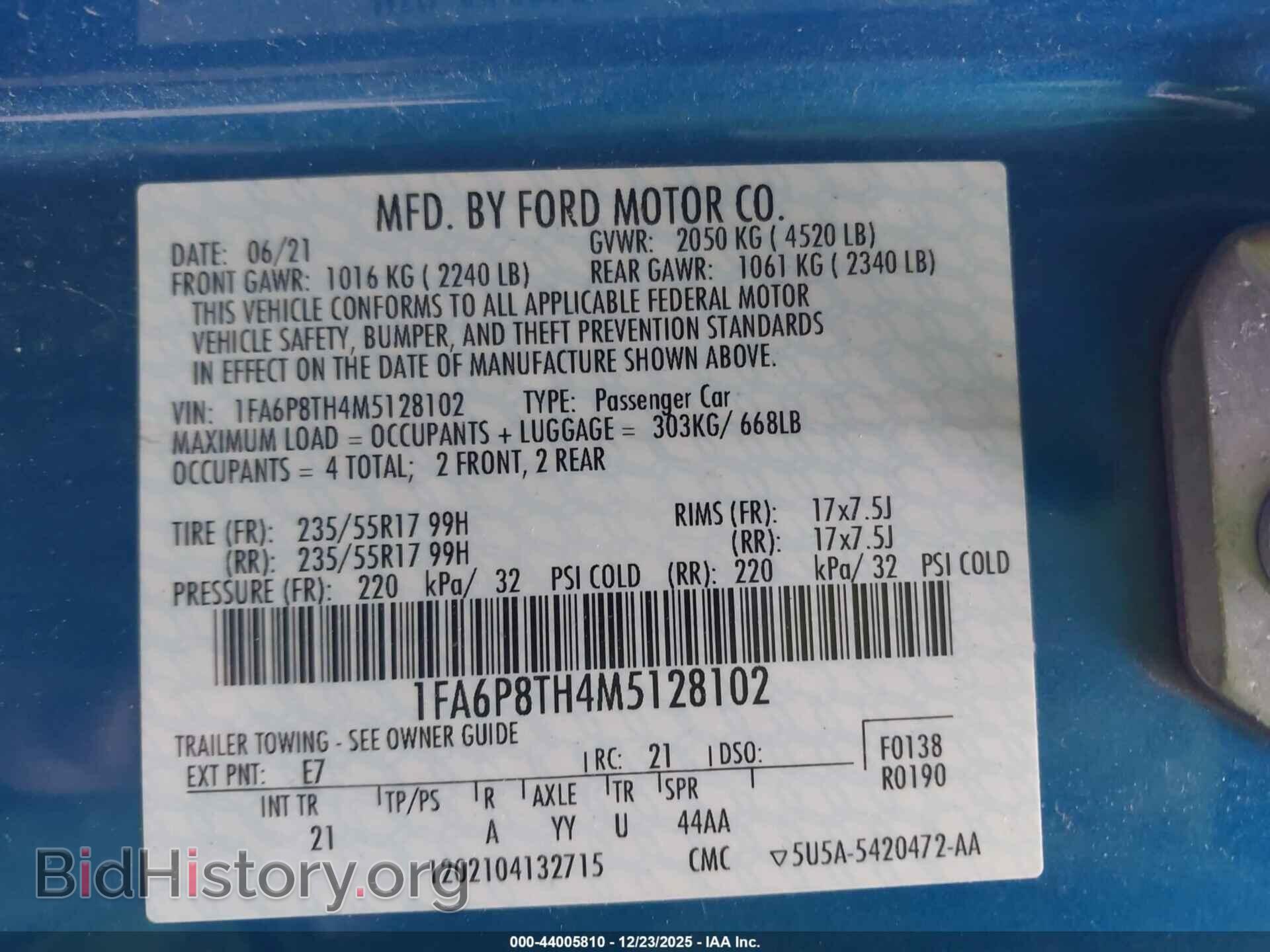 2021 FORD MUSTANG - VIN: 1FA6P8TH4M5128102 - Фото 9