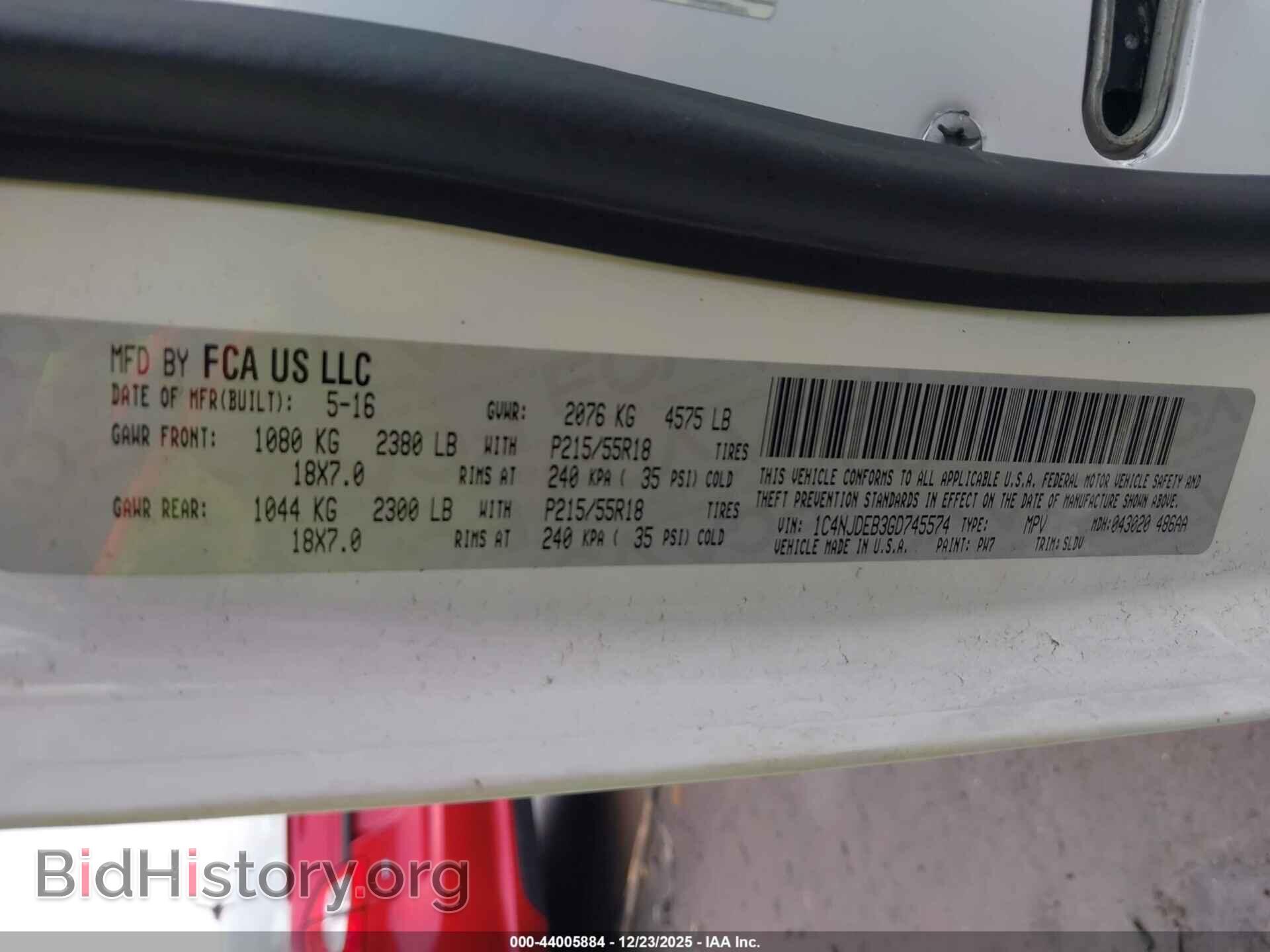 2016 JEEP COMPASS - VIN: 1C4NJDEB3GD745574 - Фото 9