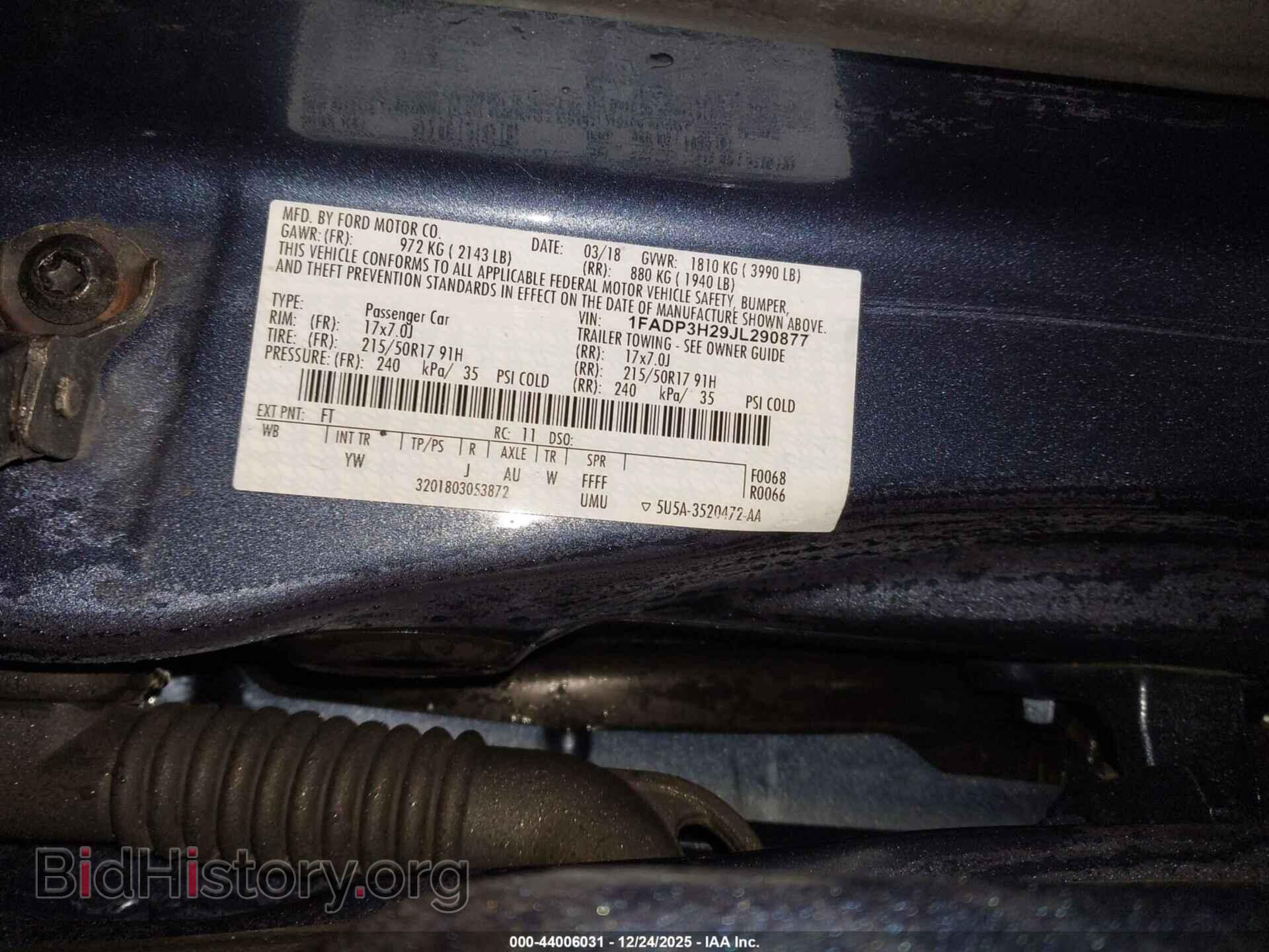 2018 FORD FOCUS - VIN: 1FADP3H29JL290877 - Фото 9