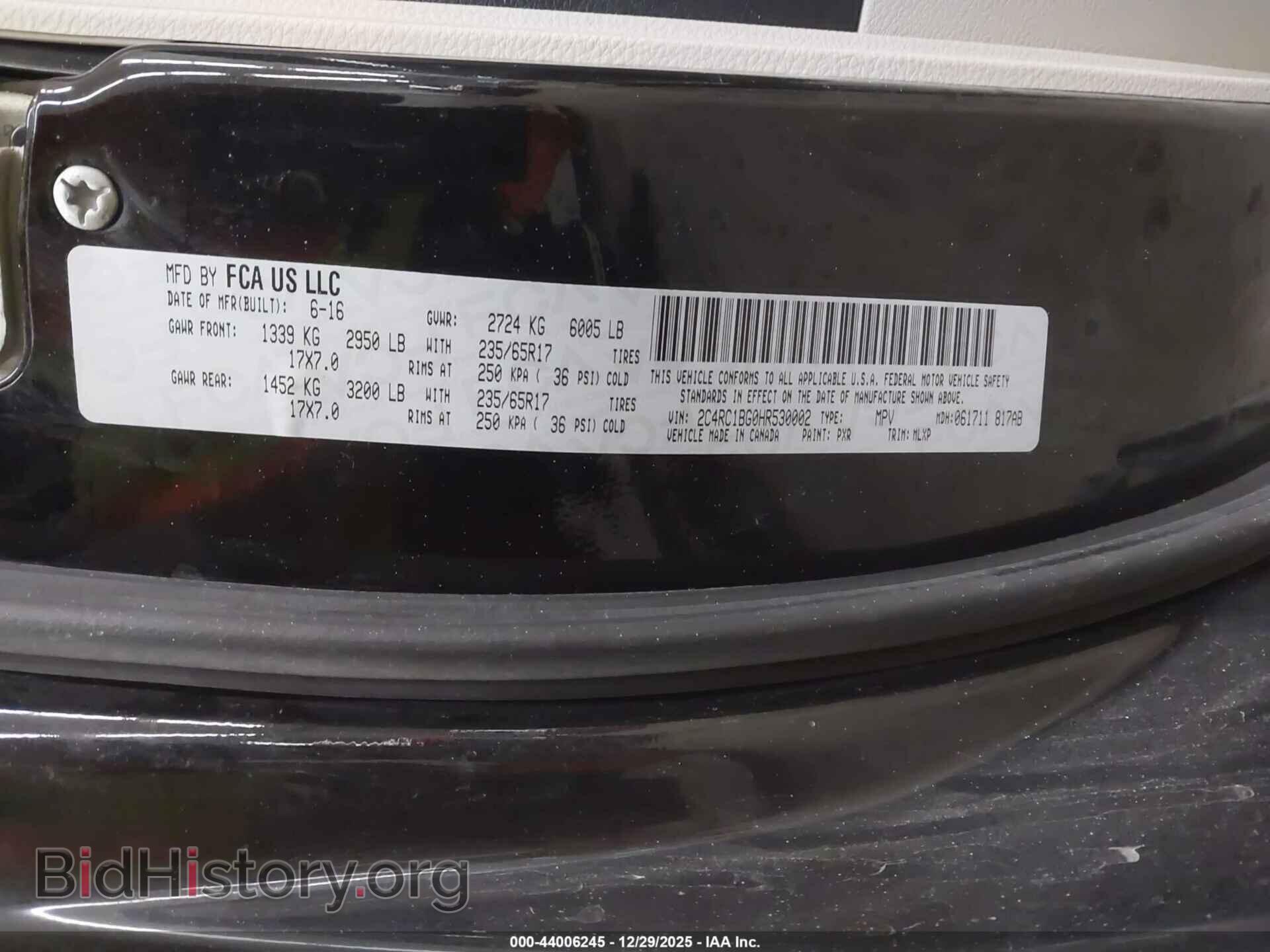 2017 CHRYSLER PACIFICA - VIN: 2C4RC1BG0HR530002 - Фото 9