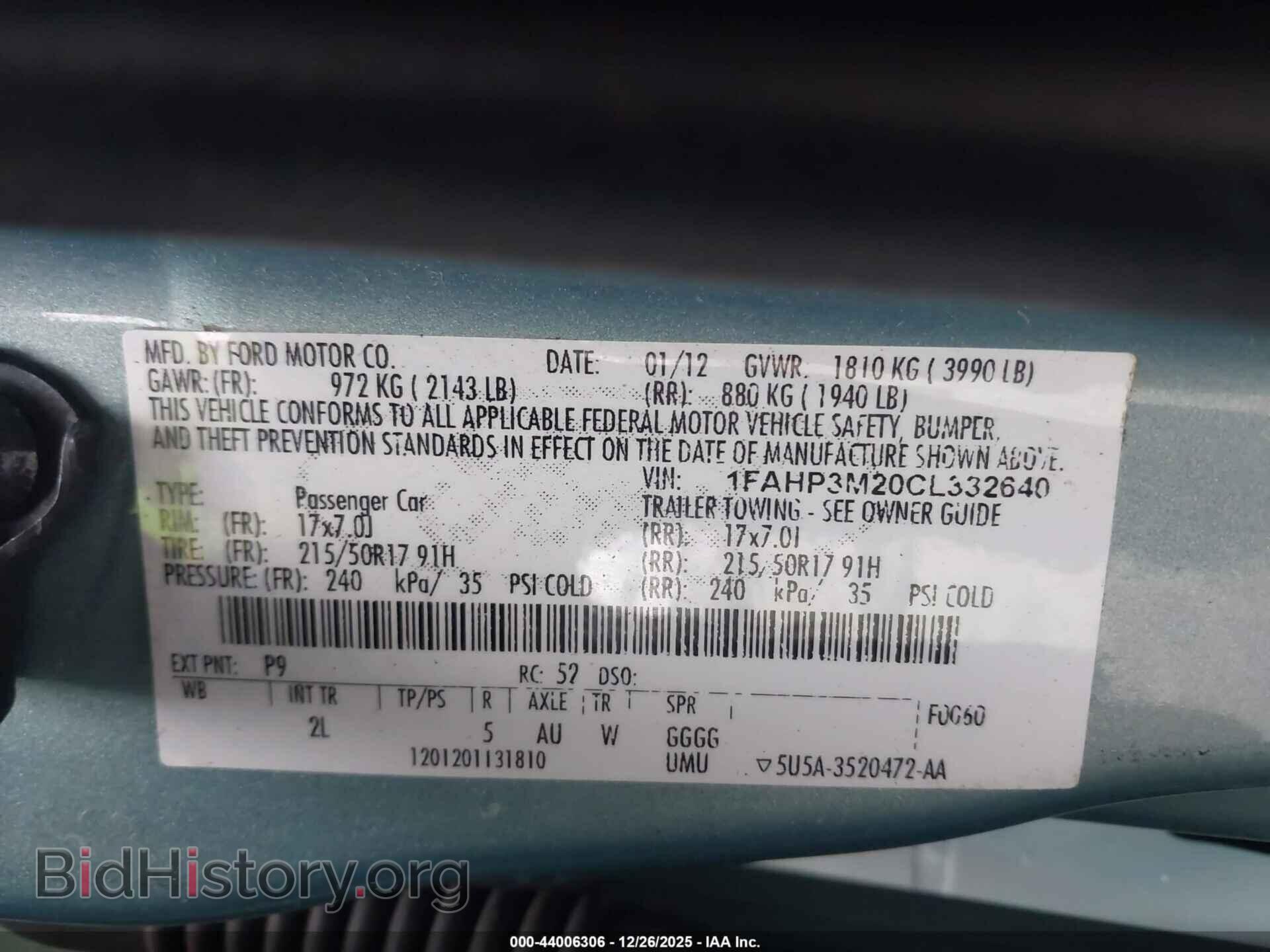 2012 FORD FOCUS - VIN: 1FAHP3M20CL332640 - Фото 9
