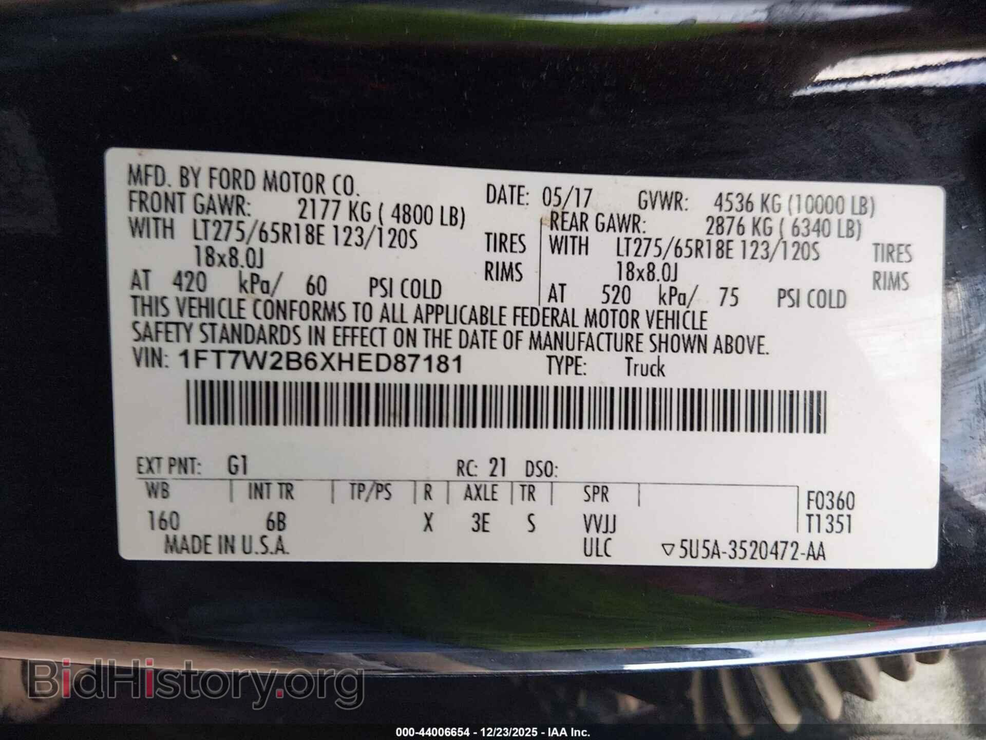 2017 FORD F-250 - VIN: 1FT7W2B6XHED87181 - Фото 9