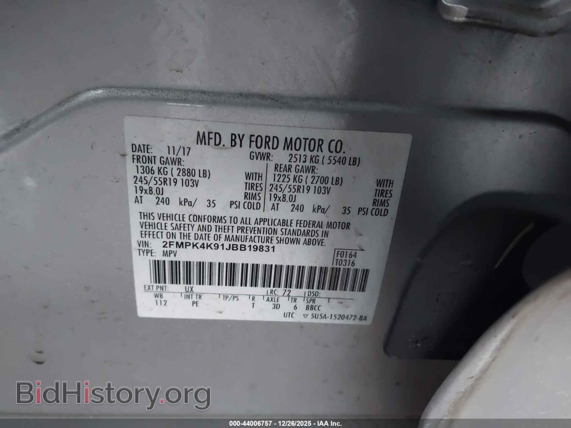 2018 FORD EDGE - VIN: 2FMPK4K91JBB19831 - Photo 9