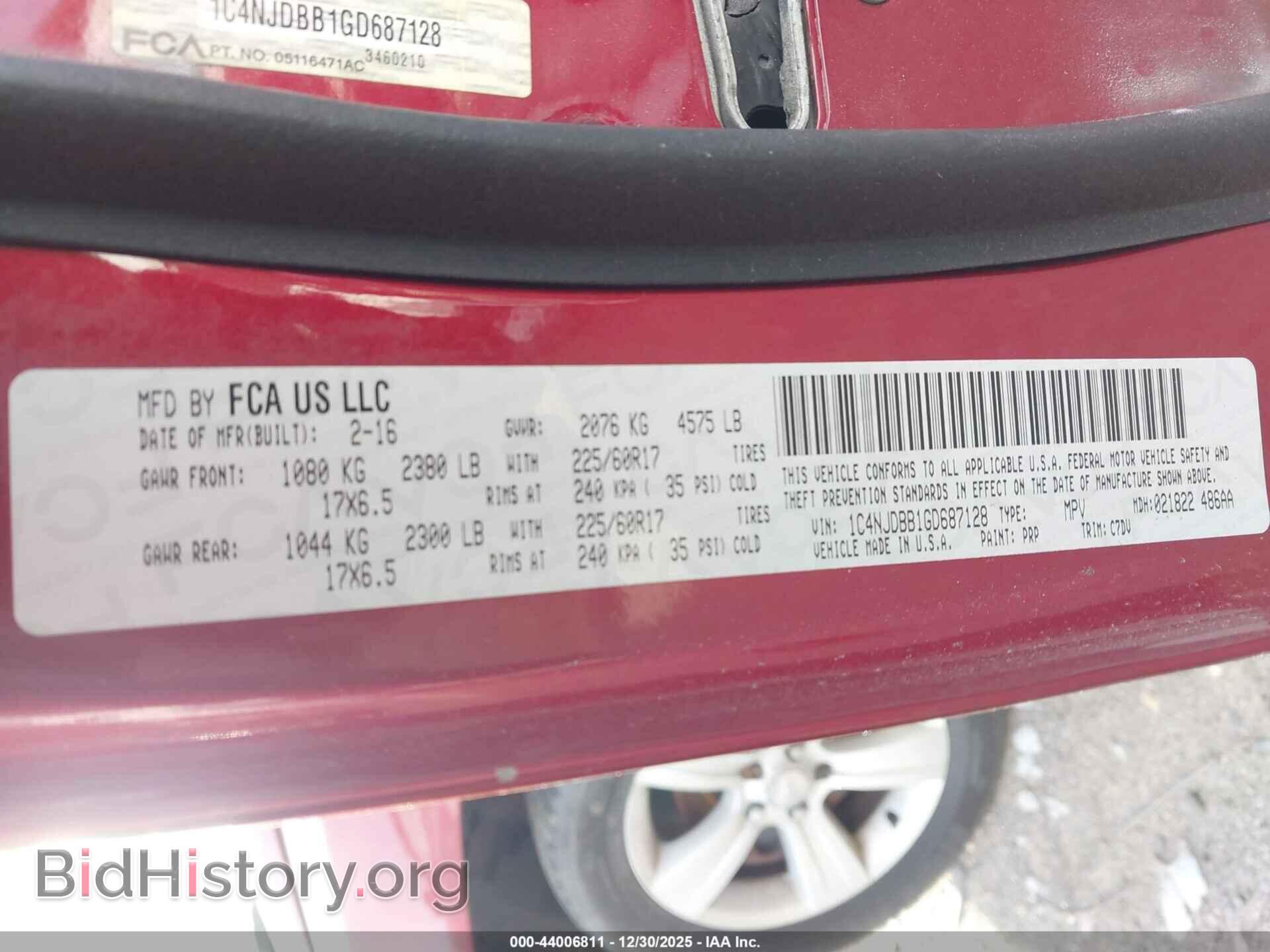 2016 JEEP COMPASS - VIN: 1C4NJDBB1GD687128 - Фото 9