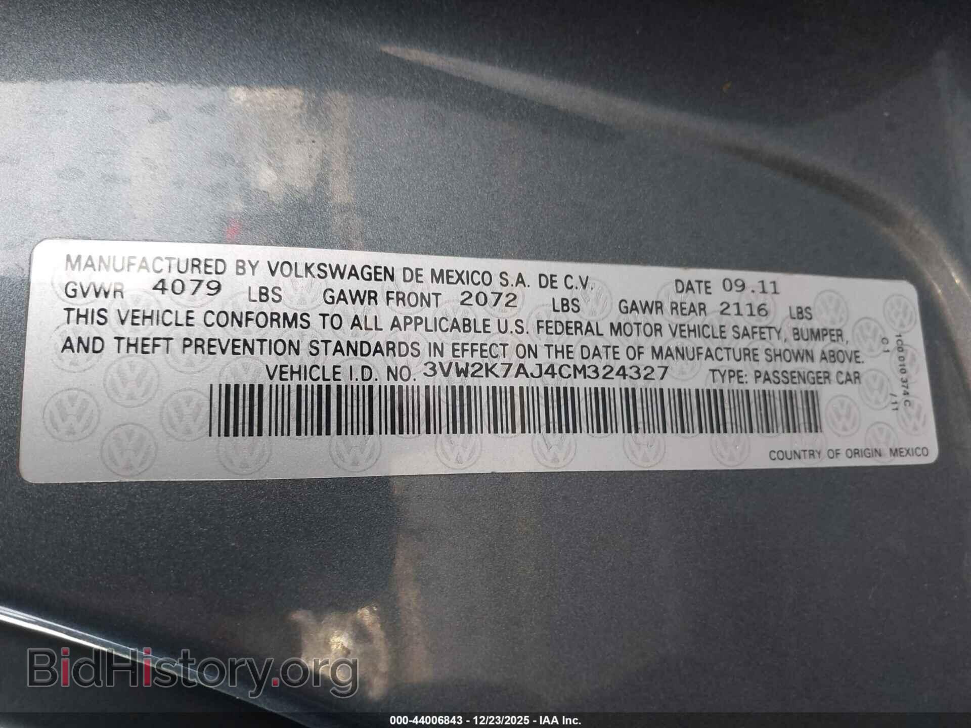 2012 VOLKSWAGEN JETTA - VIN: 3VW2K7AJ4CM324327 - Фото 9