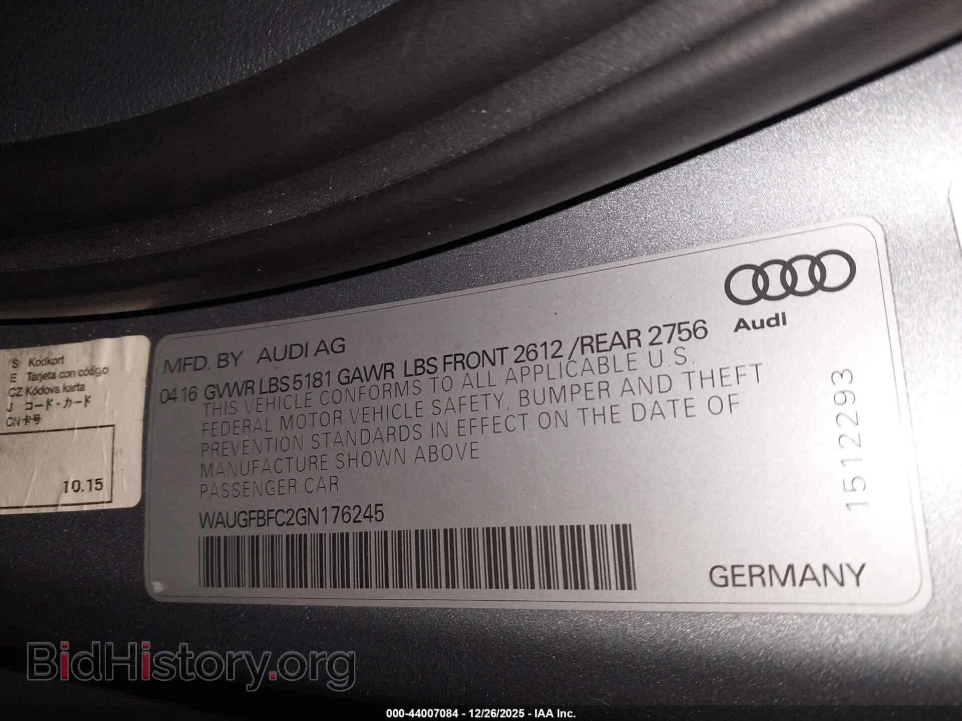 2016 AUDI A6 - VIN: WAUGFBFC2GN176245 - Photo 9