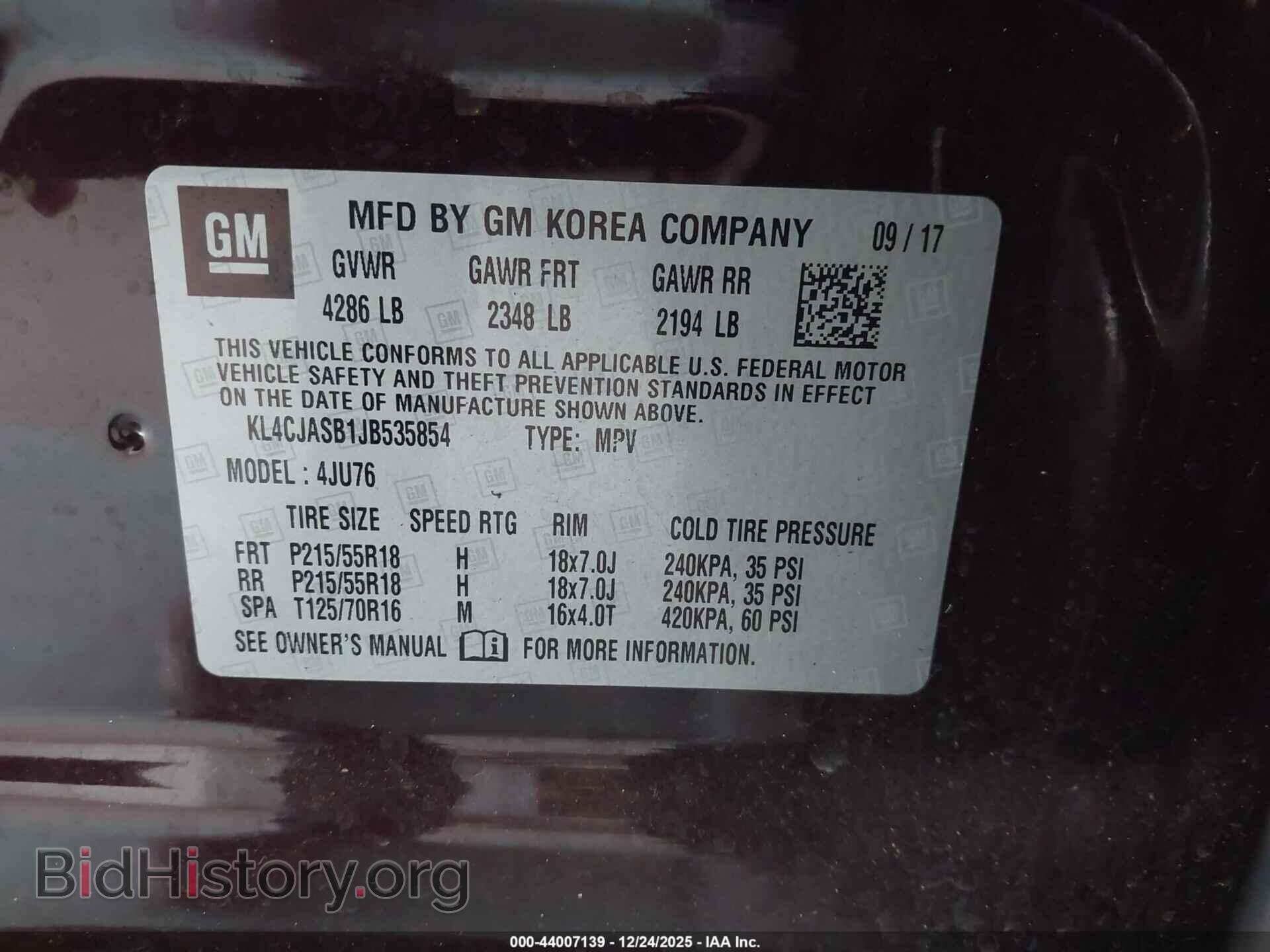 2018 BUICK ENCORE - VIN: KL4CJASB1JB535854 - Фото 9