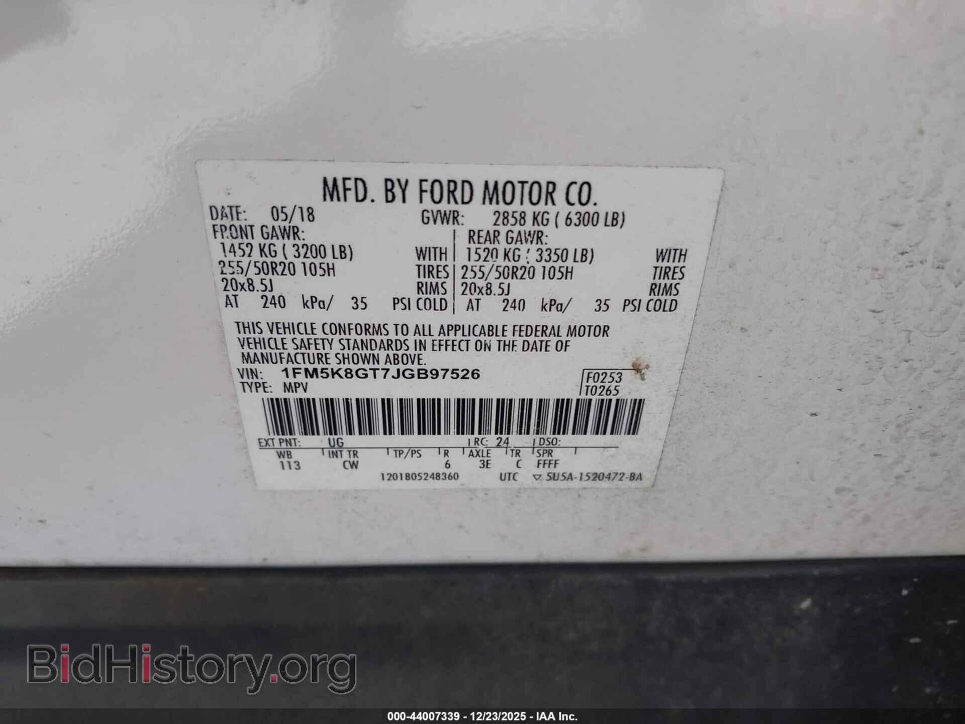 2018 FORD EXPLORER - VIN: 1FM5K8GT7JGB97526 - Photo 9