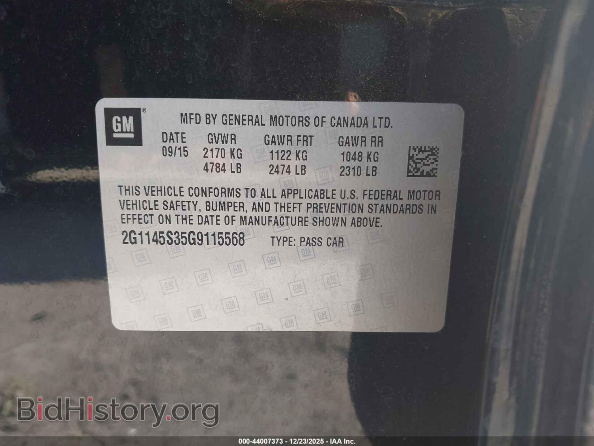 2016 CHEVROLET IMPALA - VIN: 2G1145S35G9115568 - Фото 9