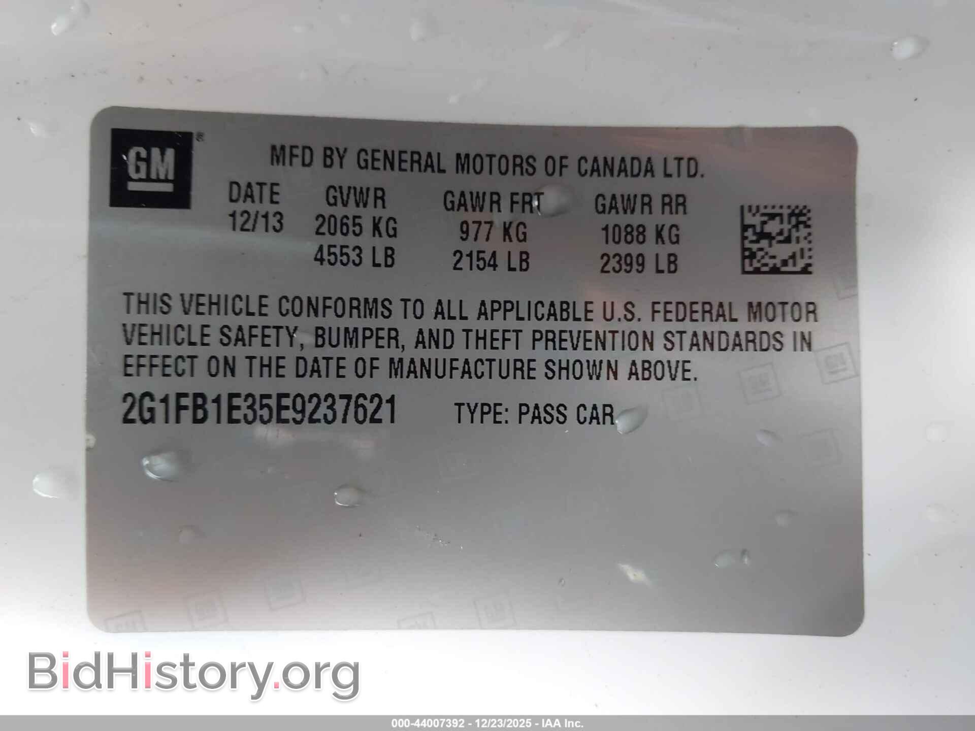 2014 CHEVROLET CAMARO - VIN: 2G1FB1E35E9237621 - Фото 9