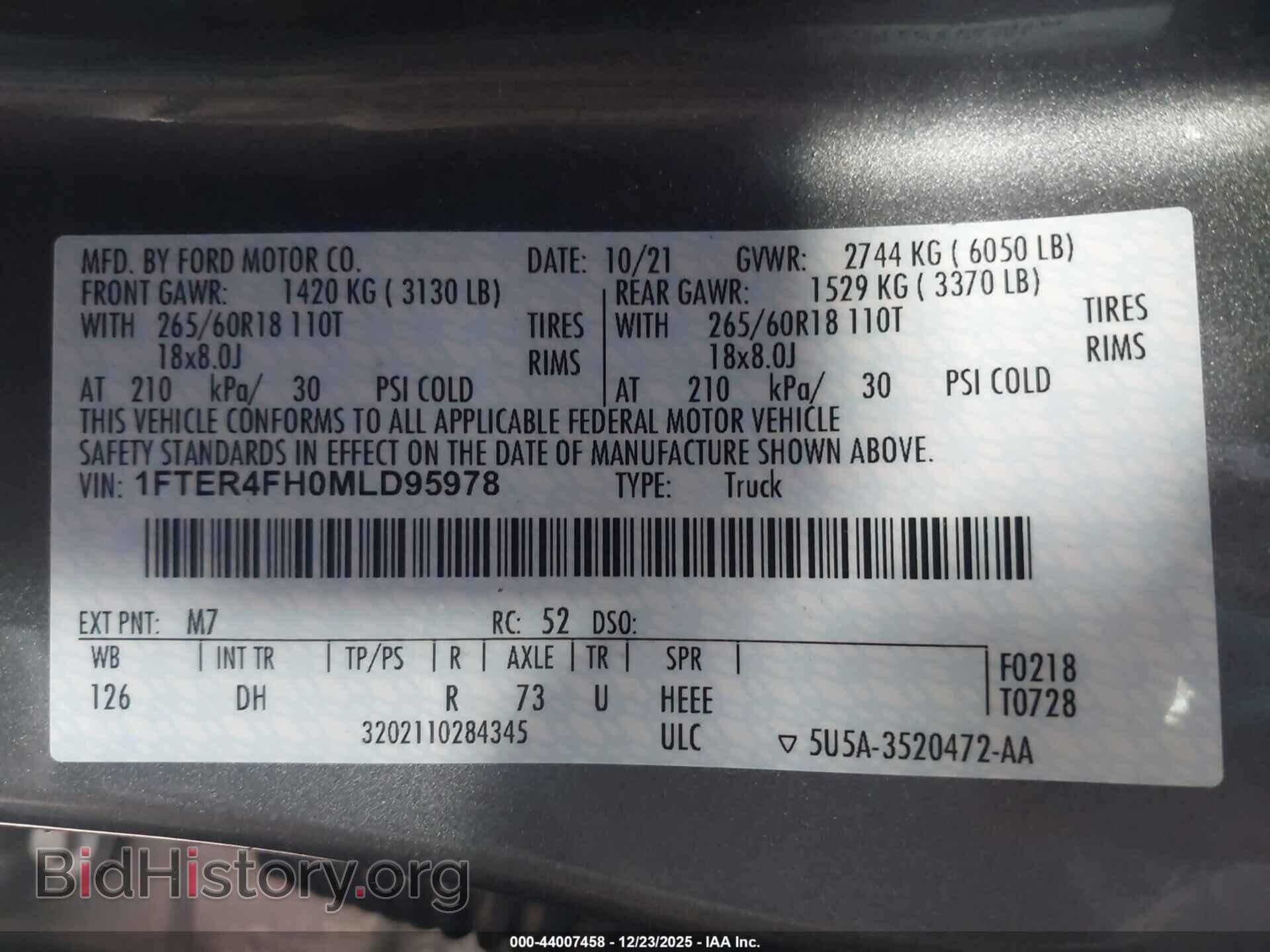 2021 FORD RANGER - VIN: 1FTER4FH0MLD95978 - Фото 9