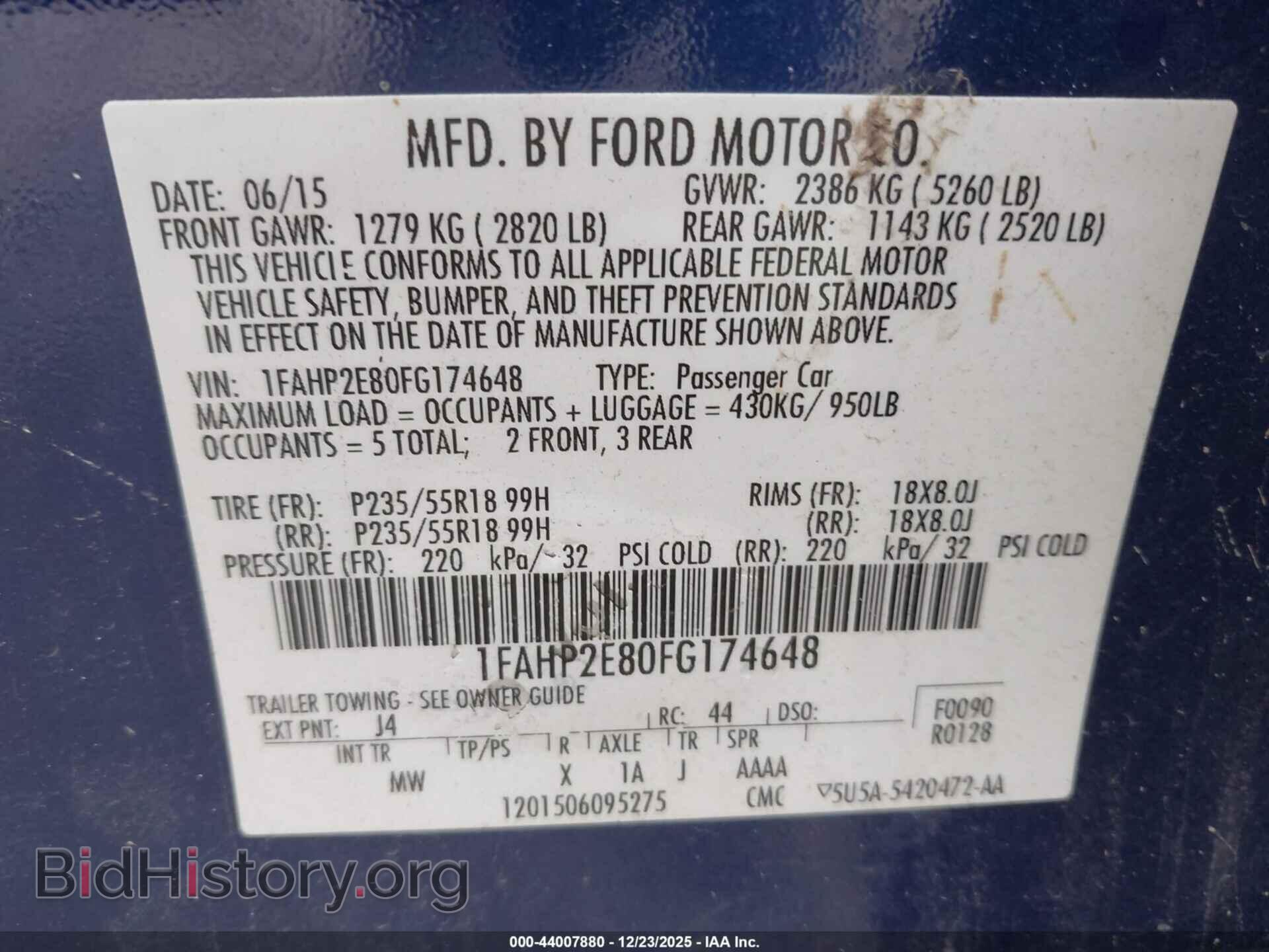 2015 FORD TAURUS - VIN: 1FAHP2E80FG174648 - Photo 9