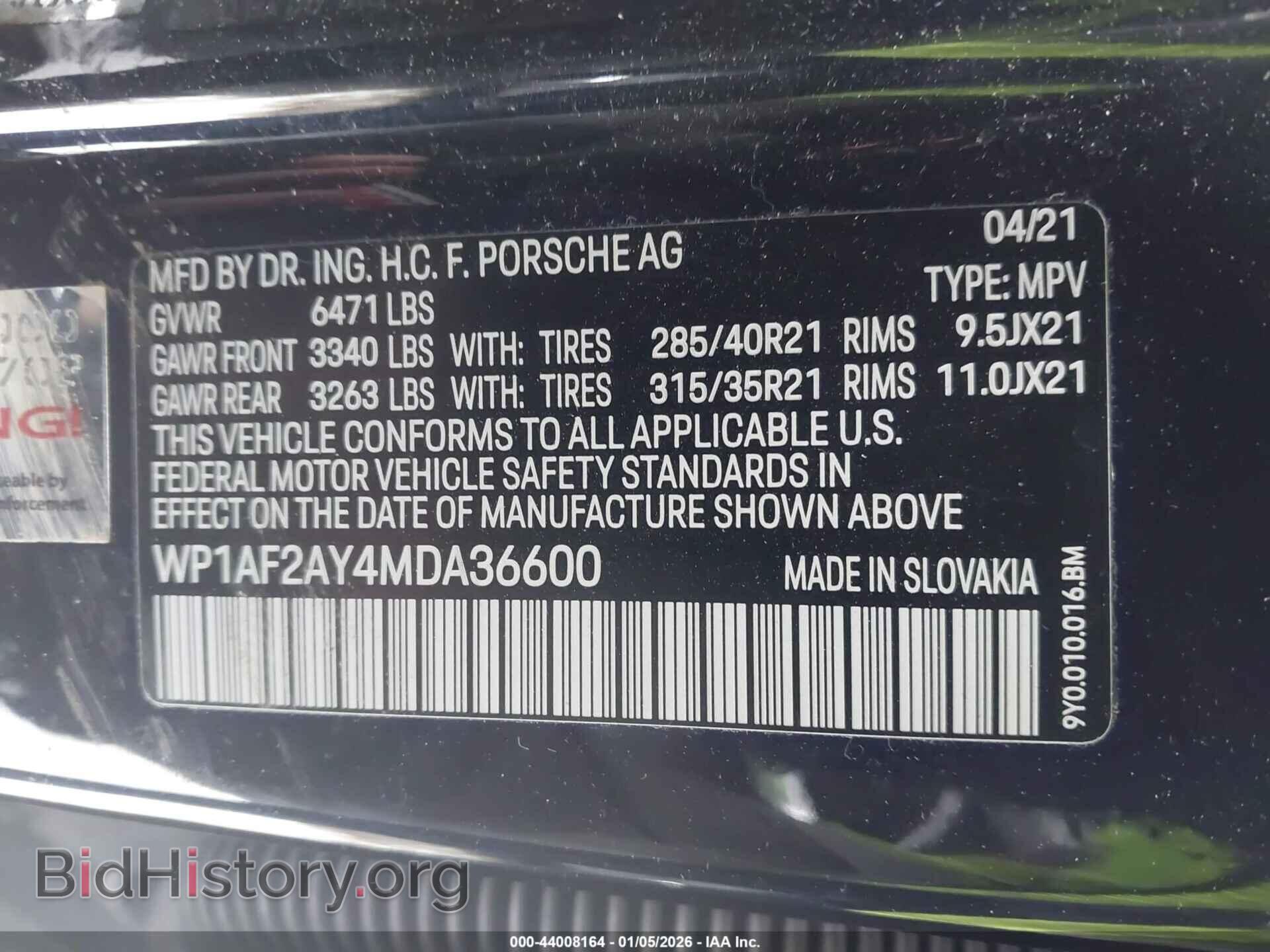 2021 PORSCHE CAYENNE - VIN: WP1AF2AY4MDA36600 - Фото 9