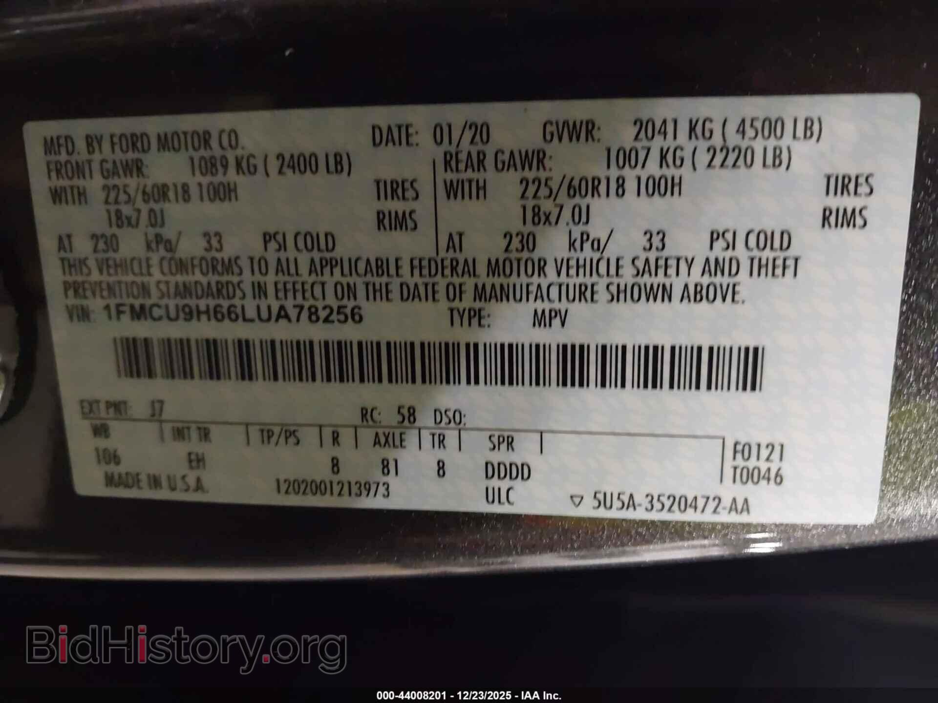 2020 FORD ESCAPE - VIN: 1FMCU9H66LUA78256 - Photo 9