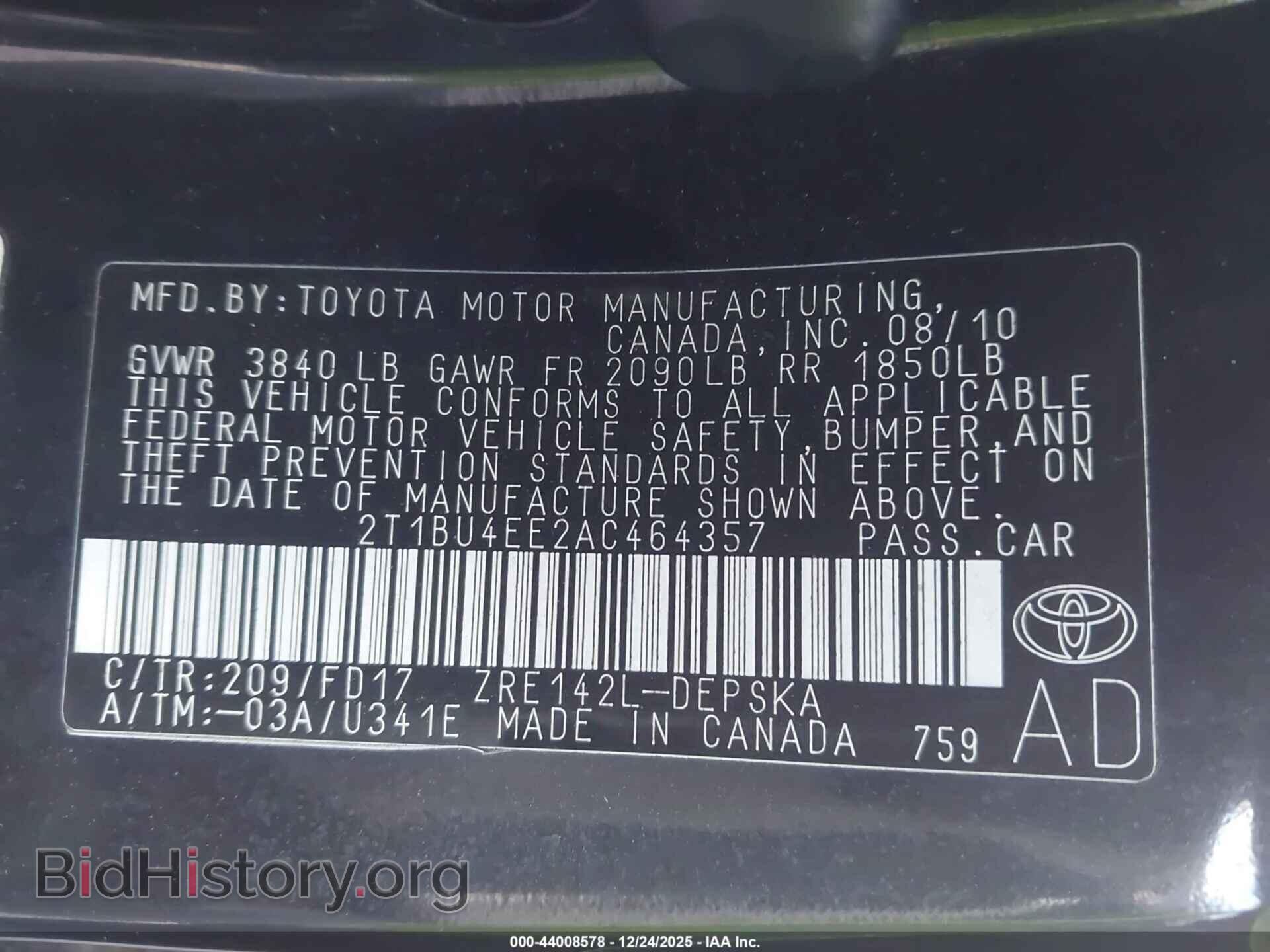 2010 TOYOTA COROLLA - VIN: 2T1BU4EE2AC464357 - Фото 9