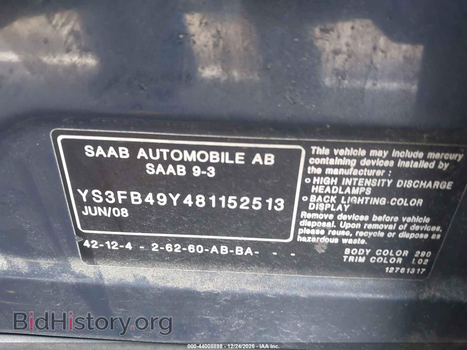 2008 SAAB 9-3 - VIN: YS3FB49Y481152513 - Фото 9