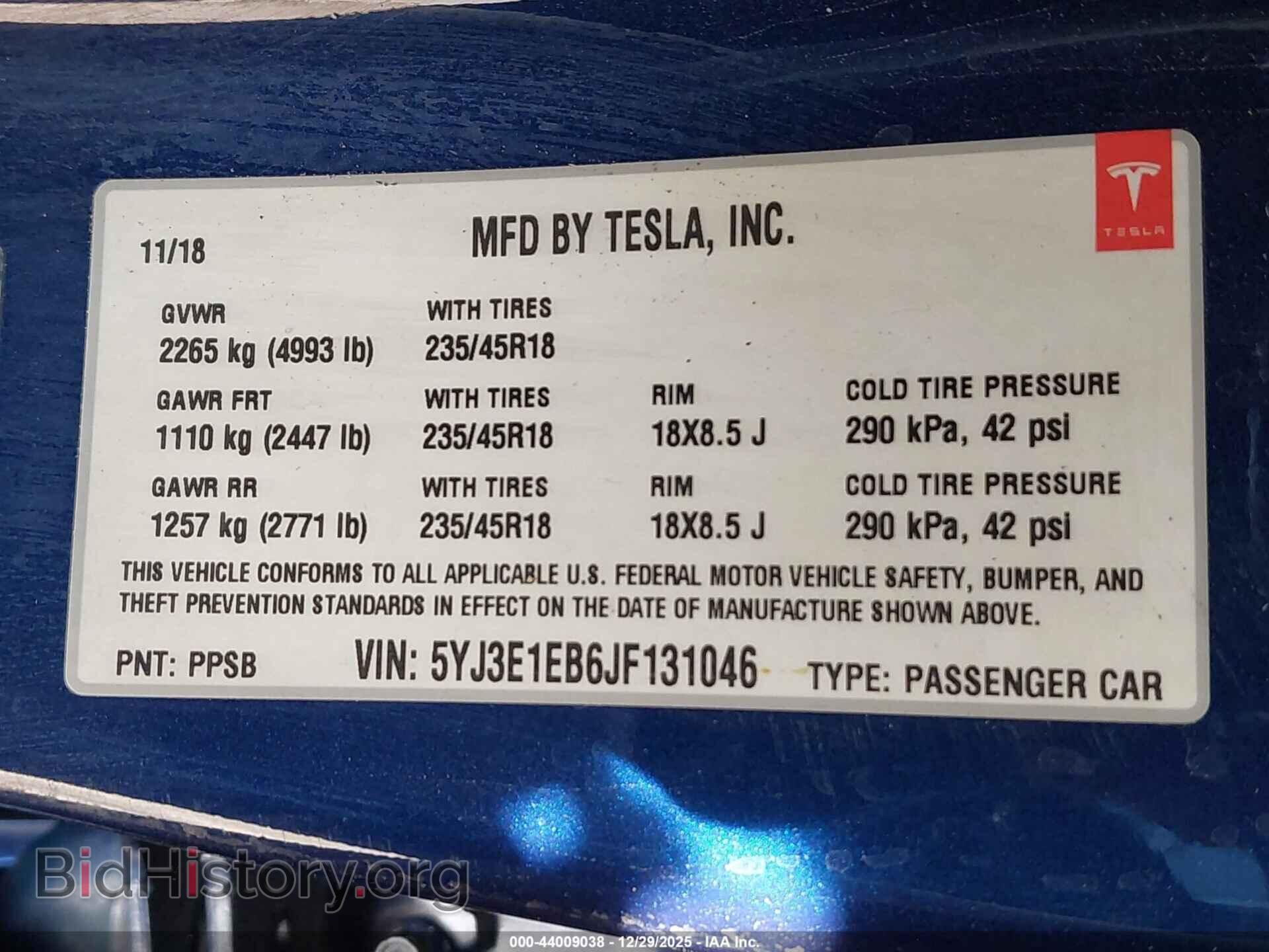 2018 TESLA MODEL 3 - VIN: 5YJ3E1EB6JF131046 - Photo 9