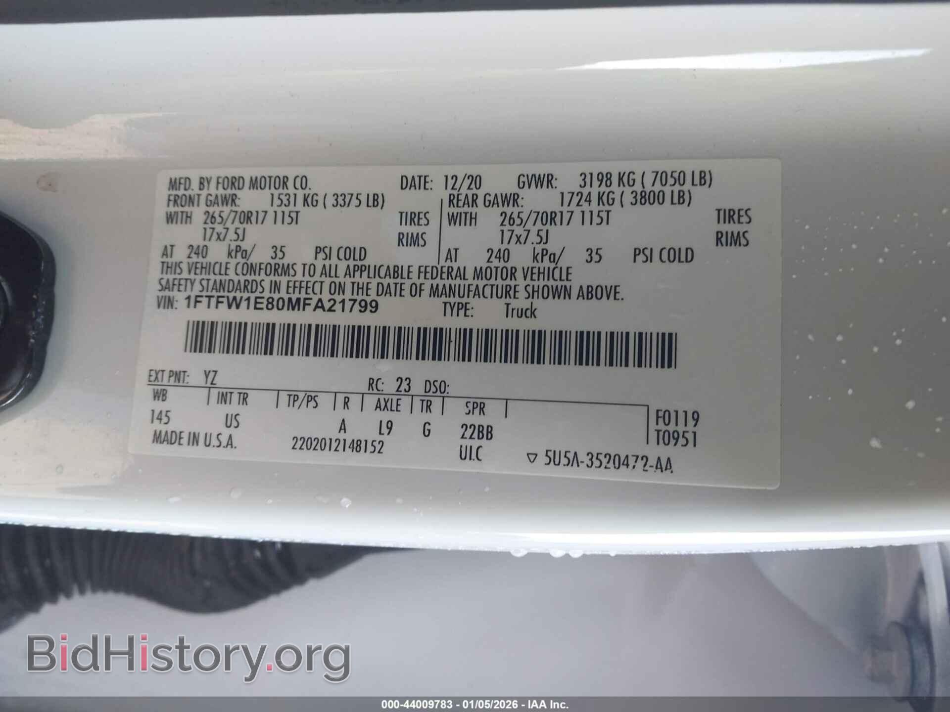 2021 FORD F-150 - VIN: 1FTFW1E80MFA21799 - Фото 9