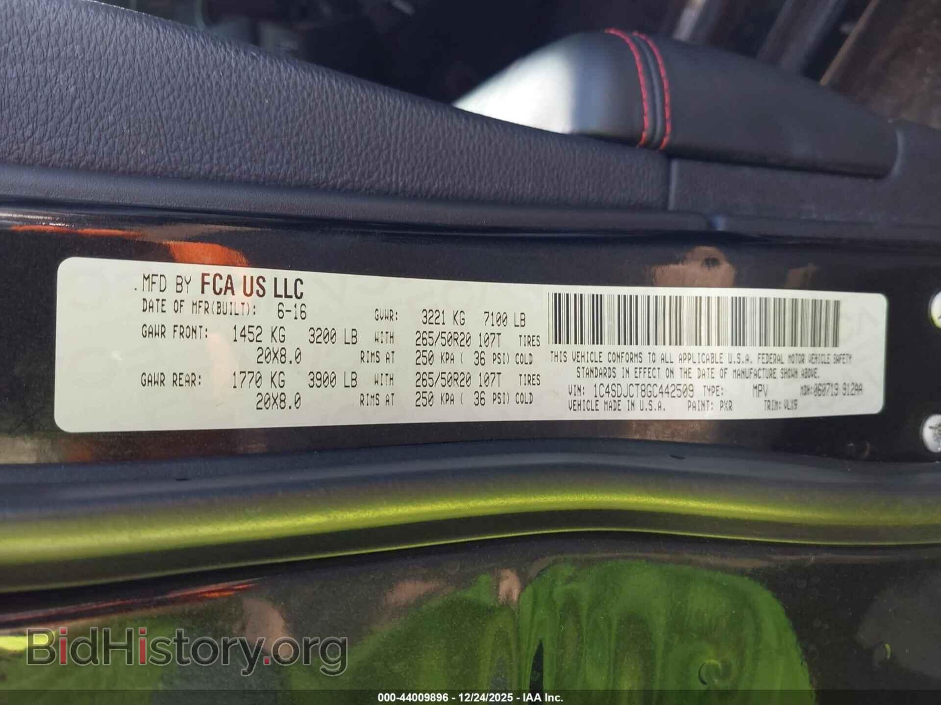 2016 DODGE DURANGO - VIN: 1C4SDJCT8GC442509 - Photo 9