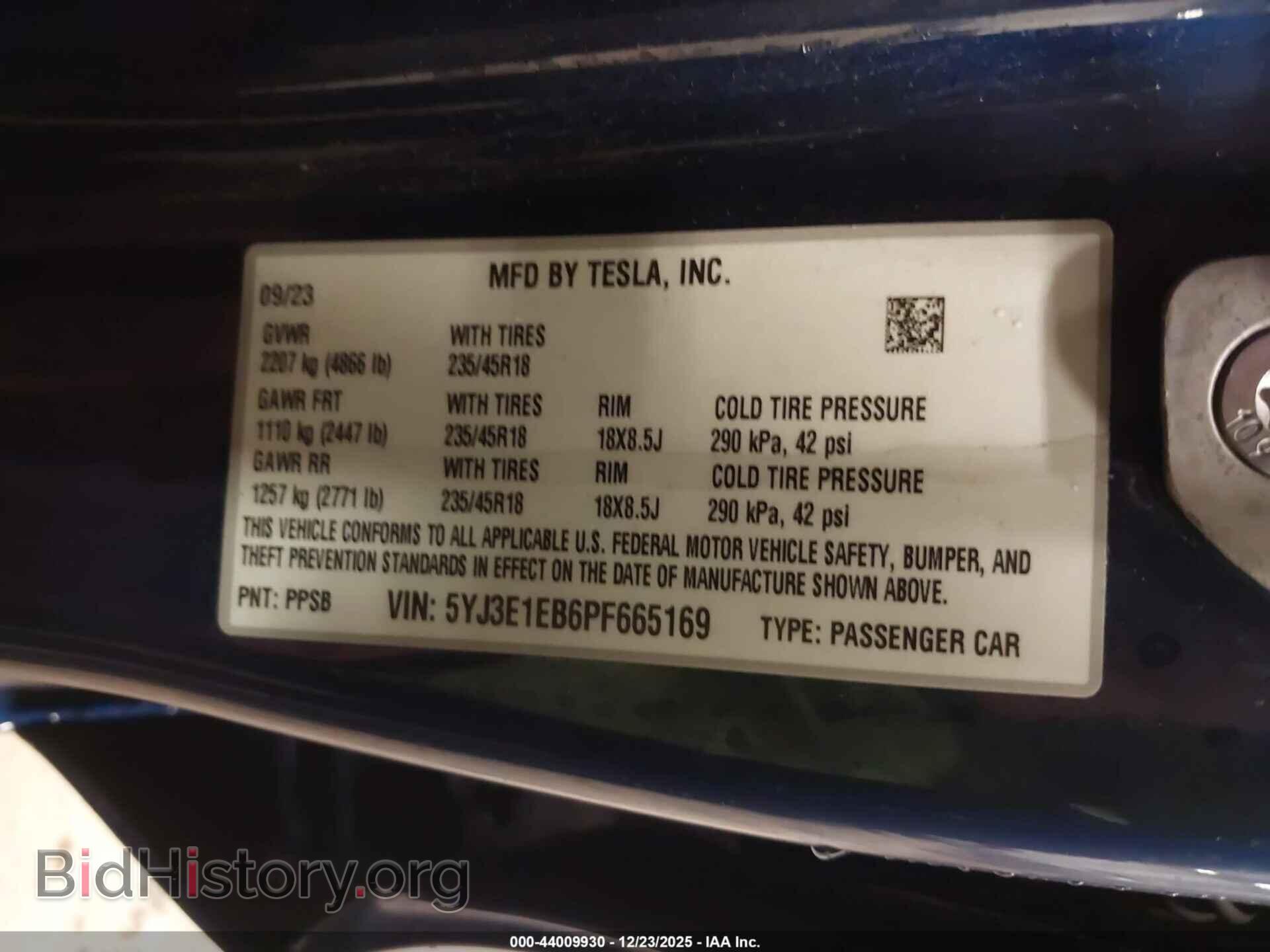2023 TESLA MODEL 3 - VIN: 5YJ3E1EB6PF665169 - Photo 9