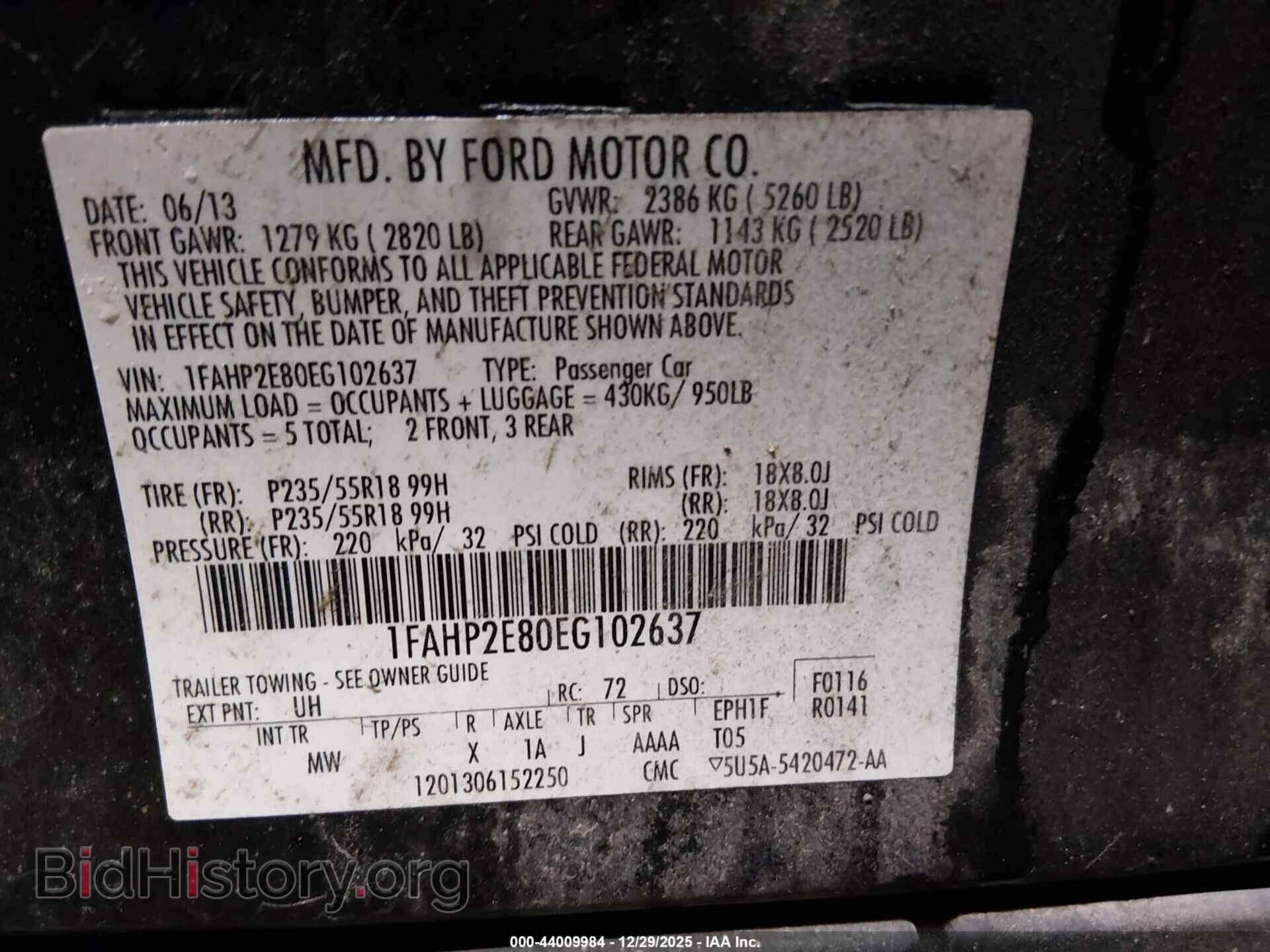 2014 FORD TAURUS - VIN: 1FAHP2E80EG102637 - Фото 9