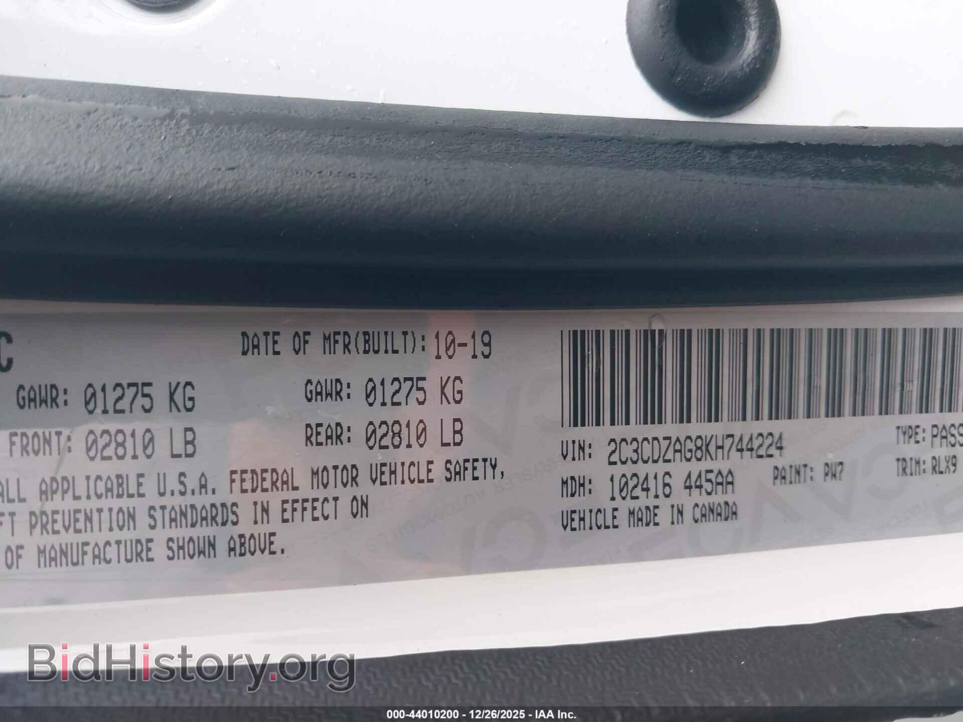 2019 DODGE CHALLENGER - VIN: 2C3CDZAG8KH744224 - Photo 9