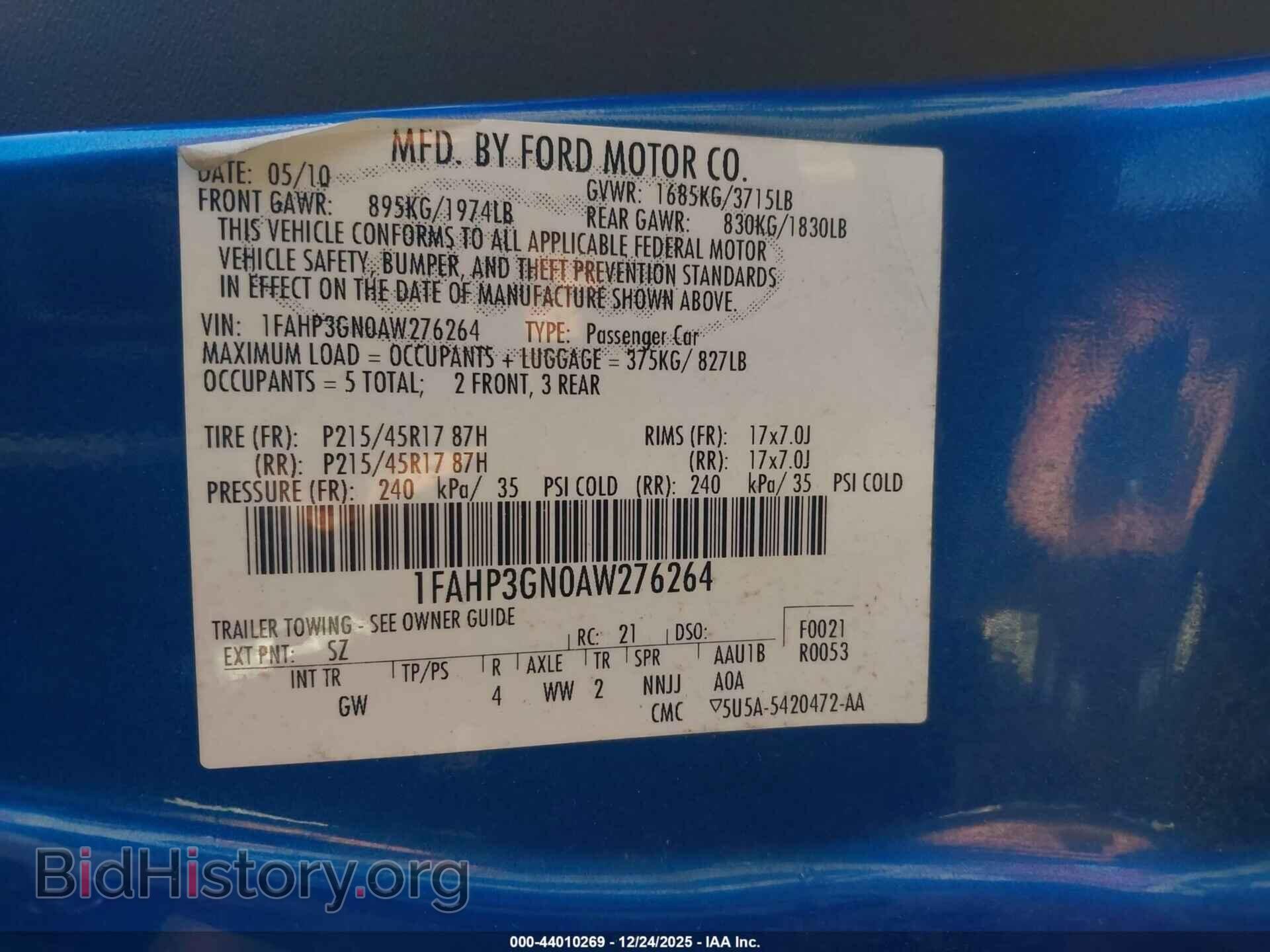 2010 FORD FOCUS - VIN: 1FAHP3GN0AW276264 - Фото 9