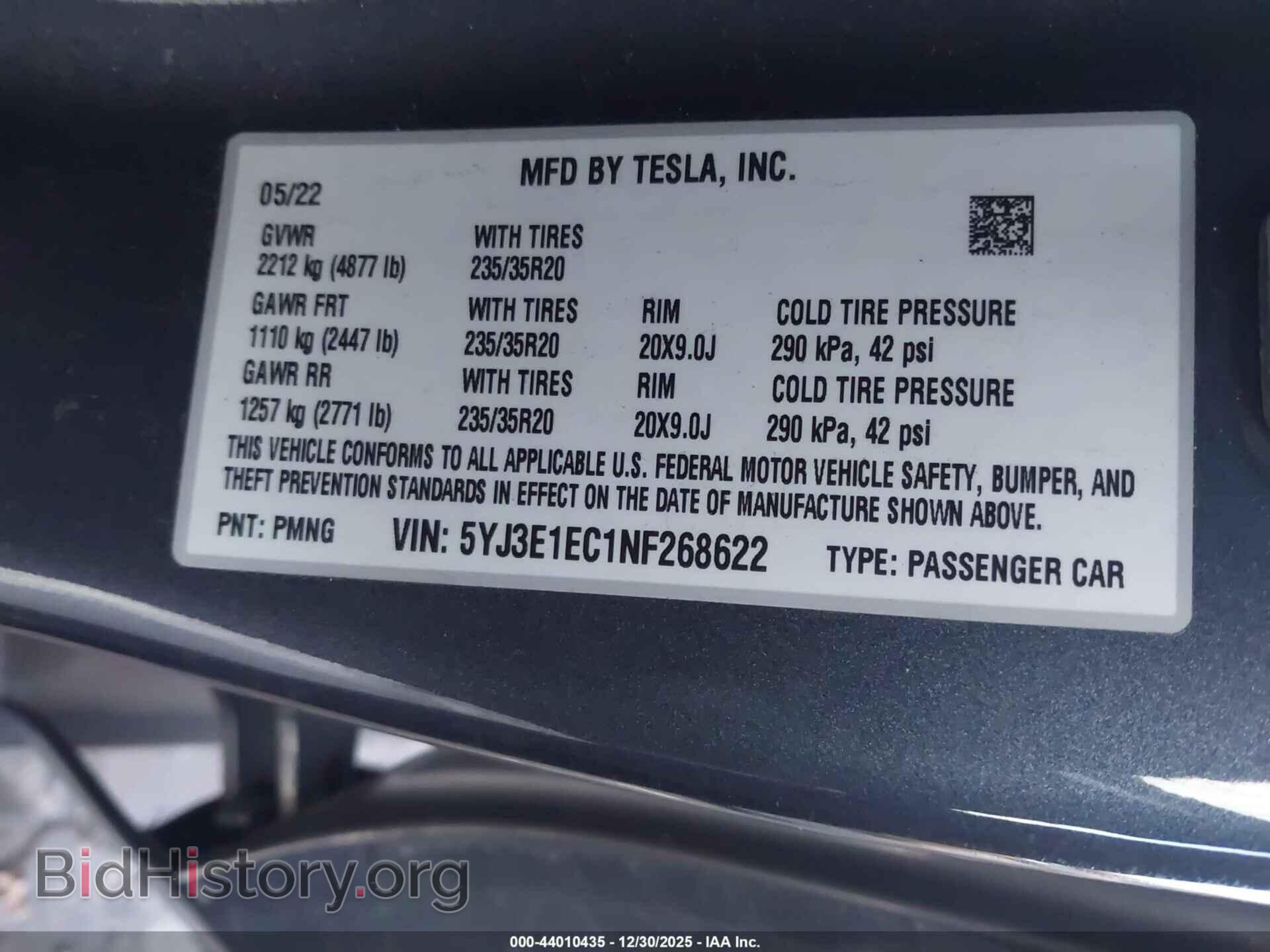 2022 TESLA MODEL 3 - VIN: 5YJ3E1EC1NF268622 - Фото 9