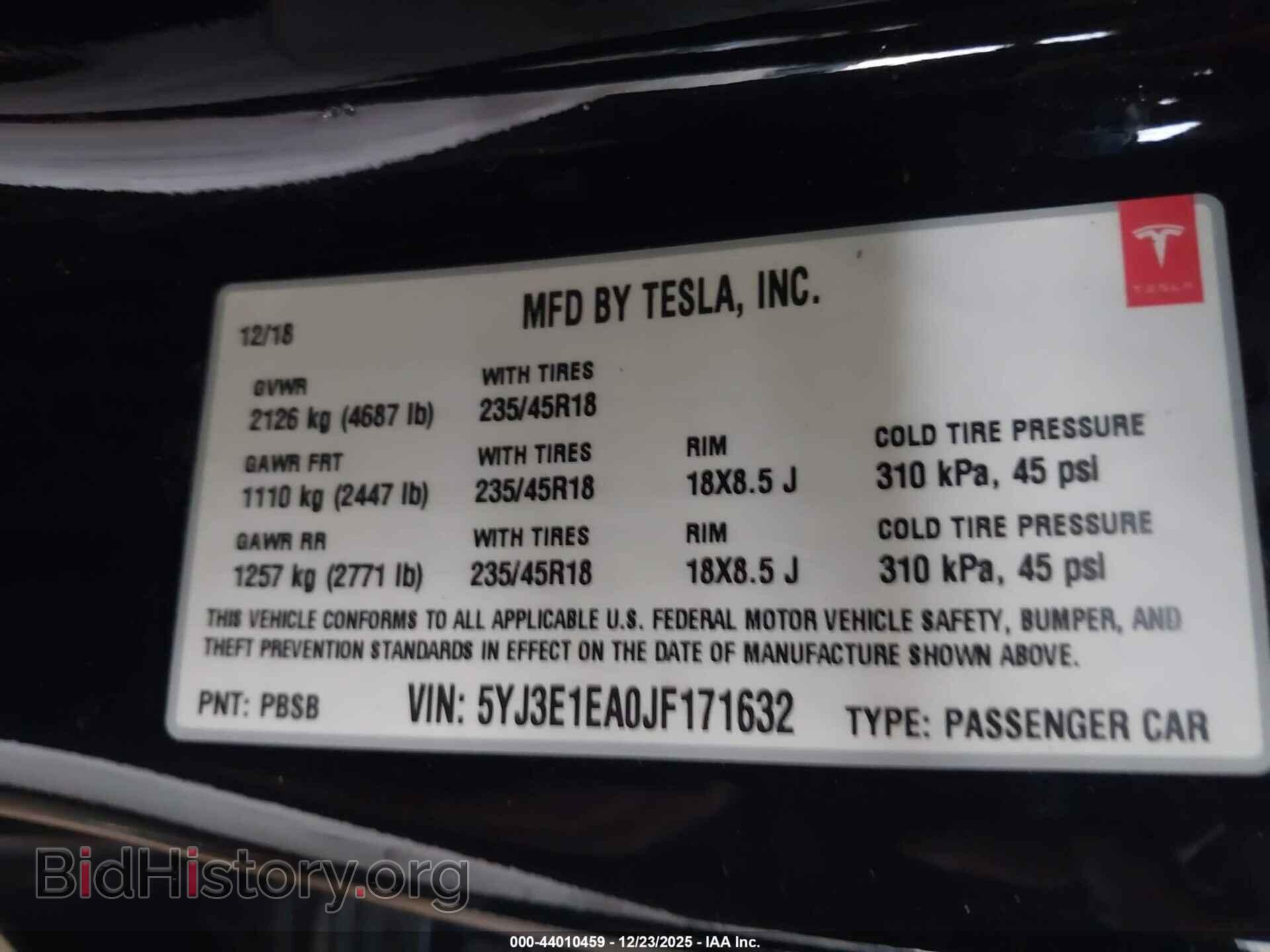 2018 TESLA MODEL 3 - VIN: 5YJ3E1EA0JF171632 - Photo 9