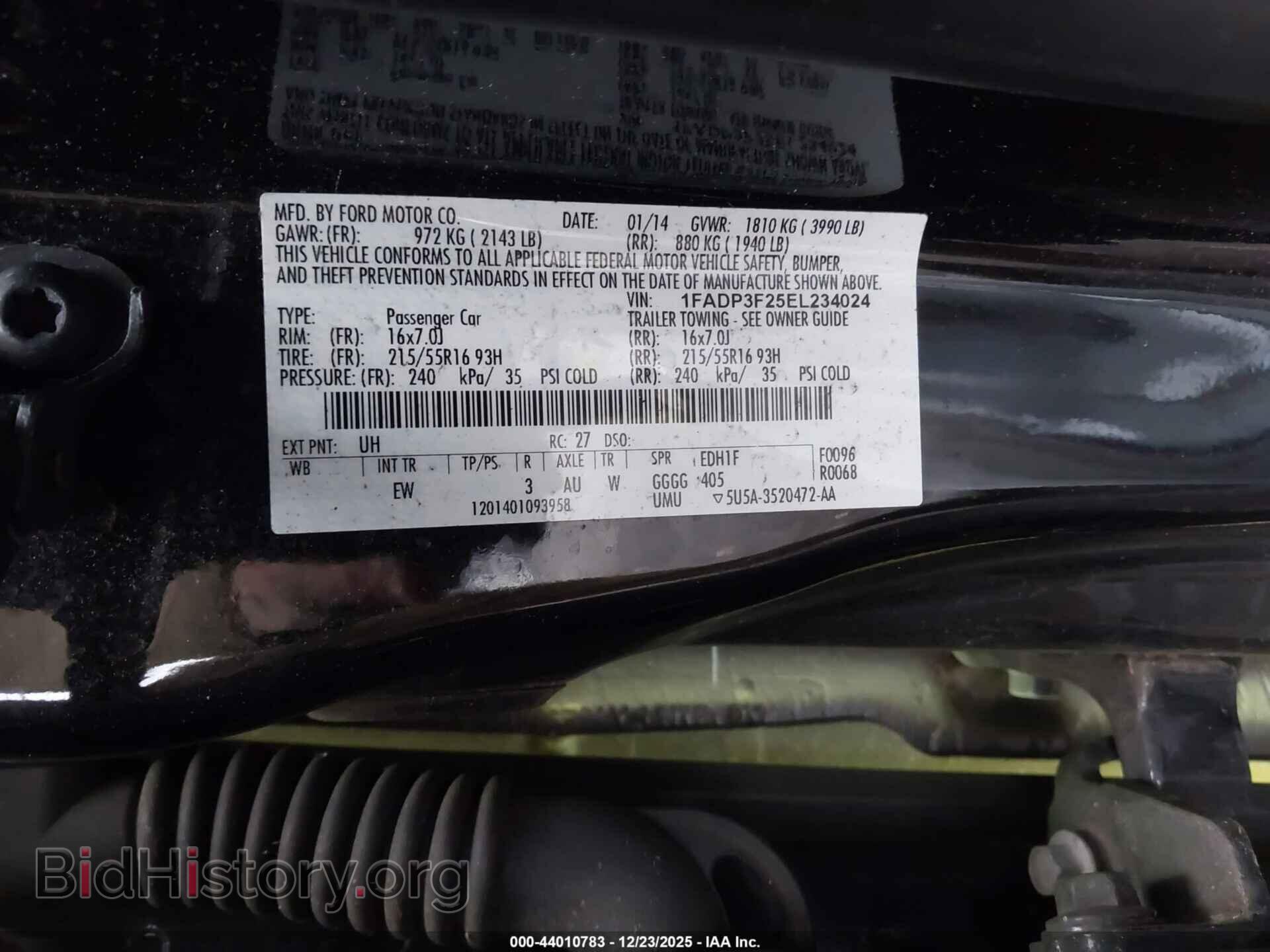 2014 FORD FOCUS - VIN: 1FADP3F25EL234024 - Фото 9