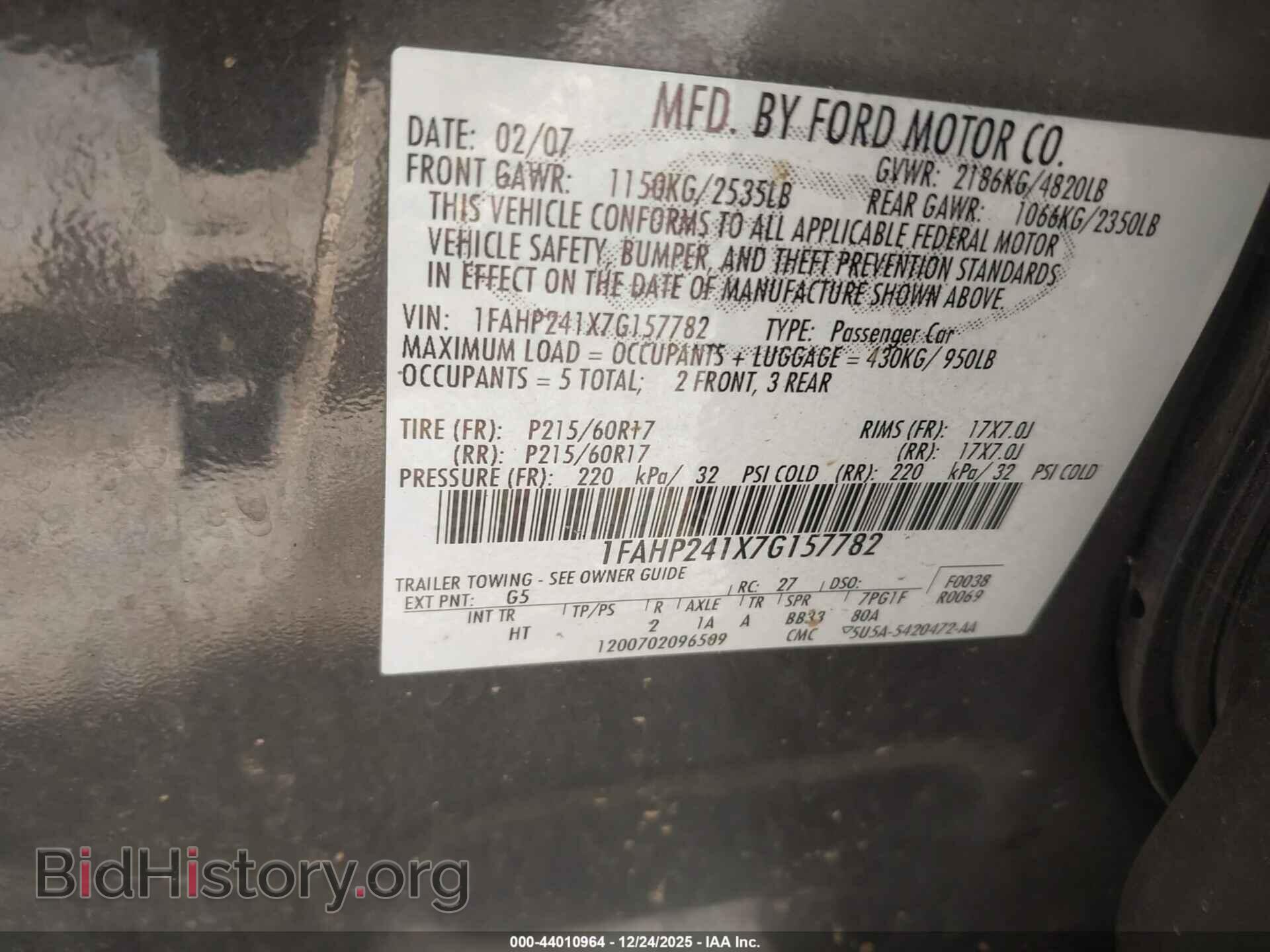 2007 FORD FIVE HUNDRED - VIN: 1FAHP241X7G157782 - Photo 9